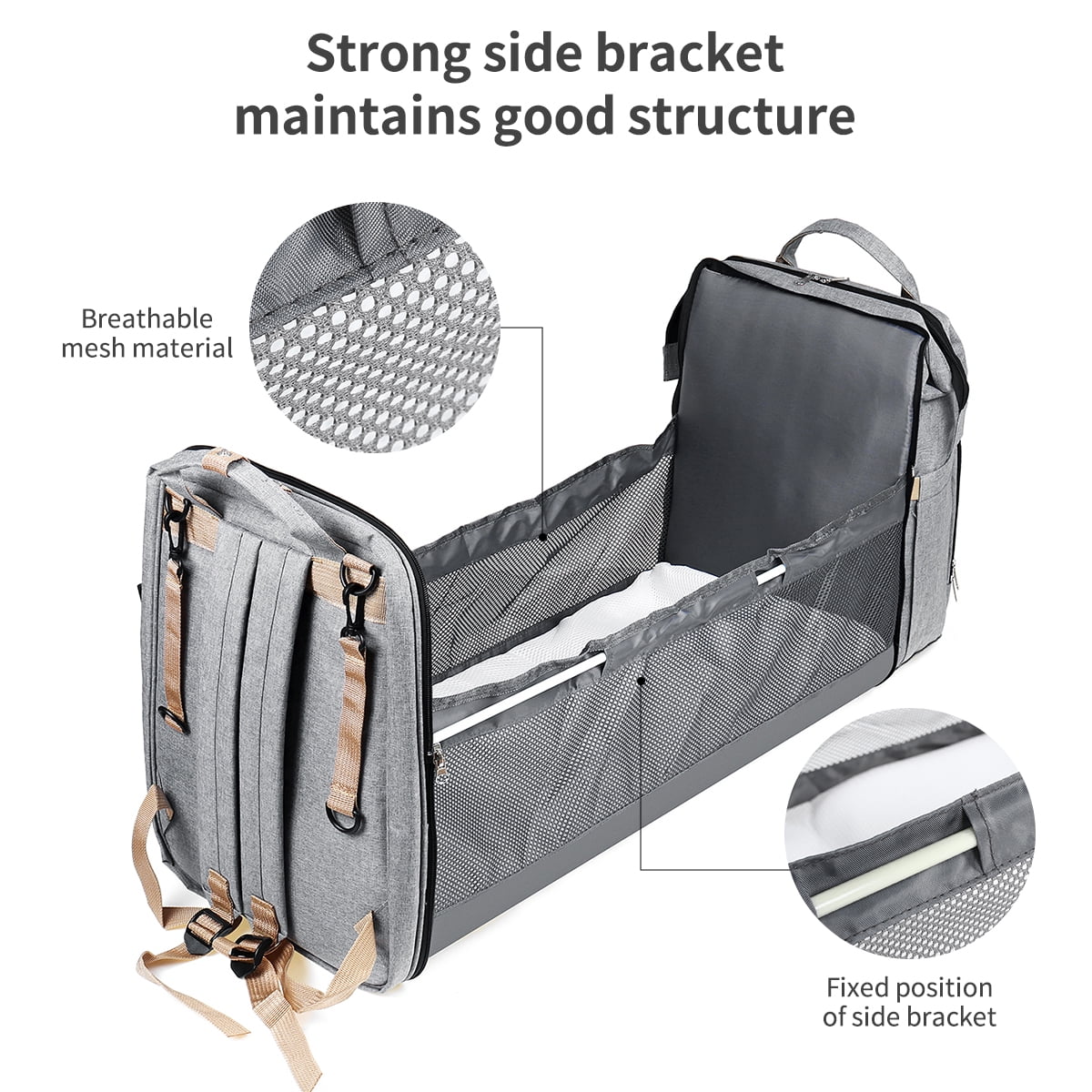 Diaper Bag Backpack,Multifunction 3 in 1 Waterproof Travel Back Pack,Baby Changing Bags with Changing Pad, Stroller Straps, Unisex, Green - Womvr