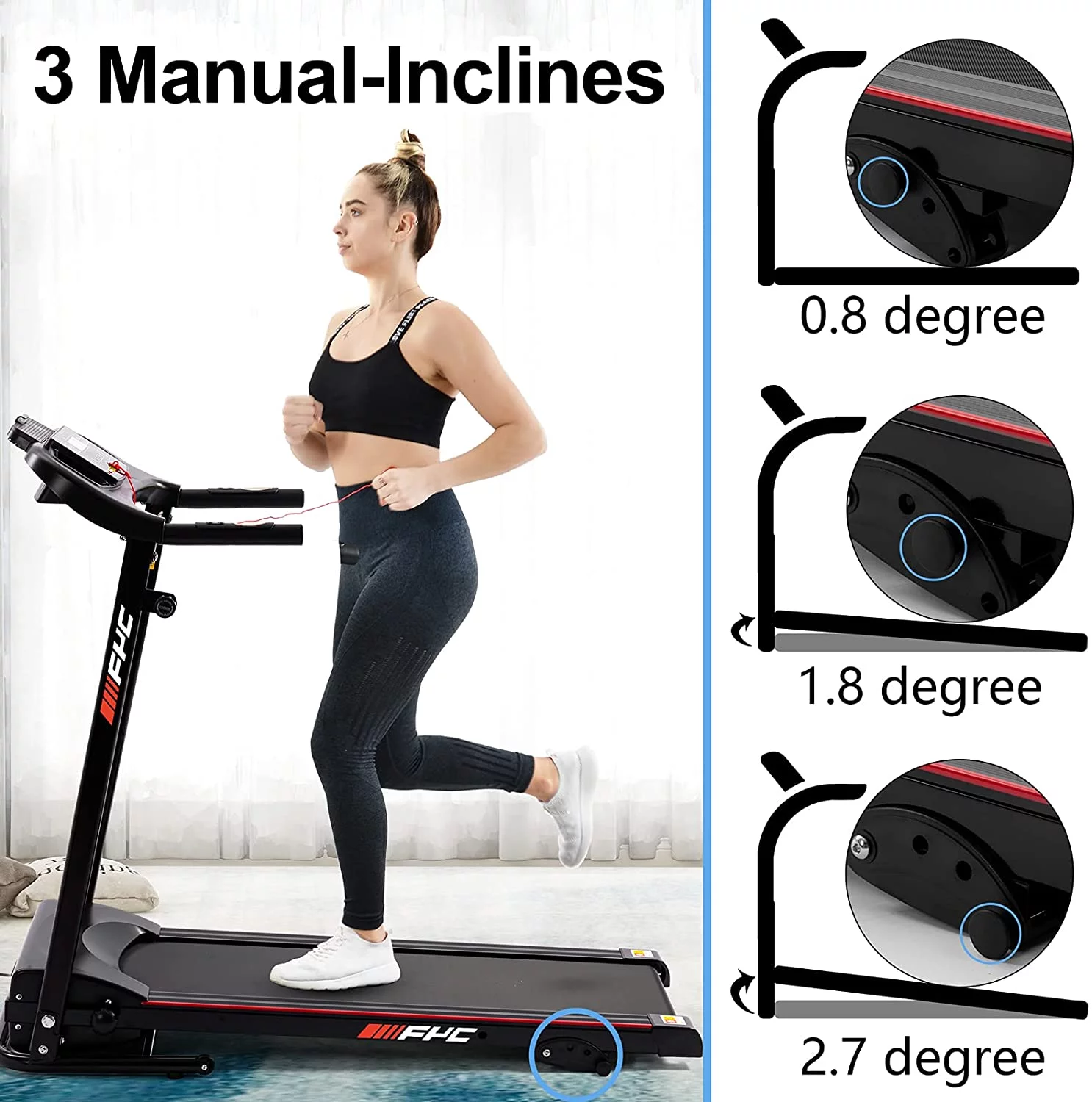 2.5HP Folding Incline Treadmill with 12 Preset Programs Bluetooth Electric Walking Treadmill Machine For Home - Womvr