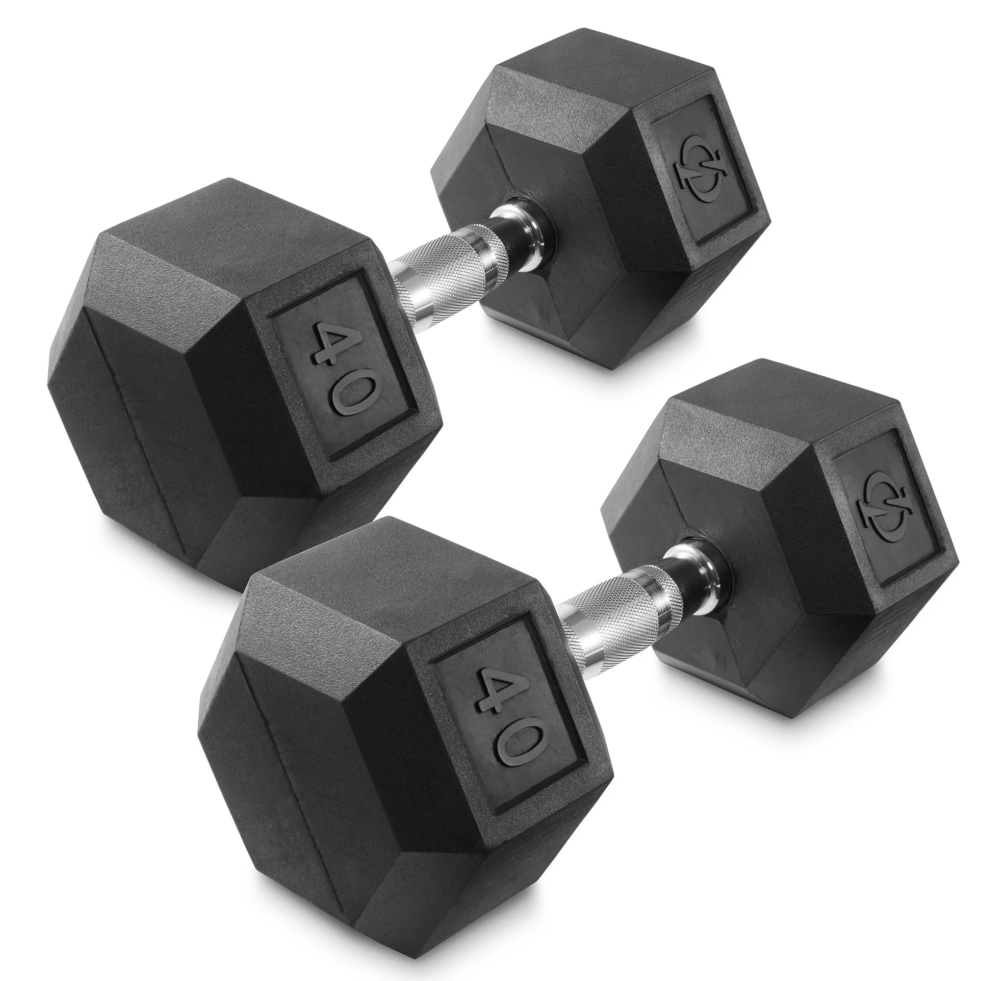 Philosophy Gym Rubber Coated Hex Dumbbell Hand Weights, 45 lb Pair - Womvr