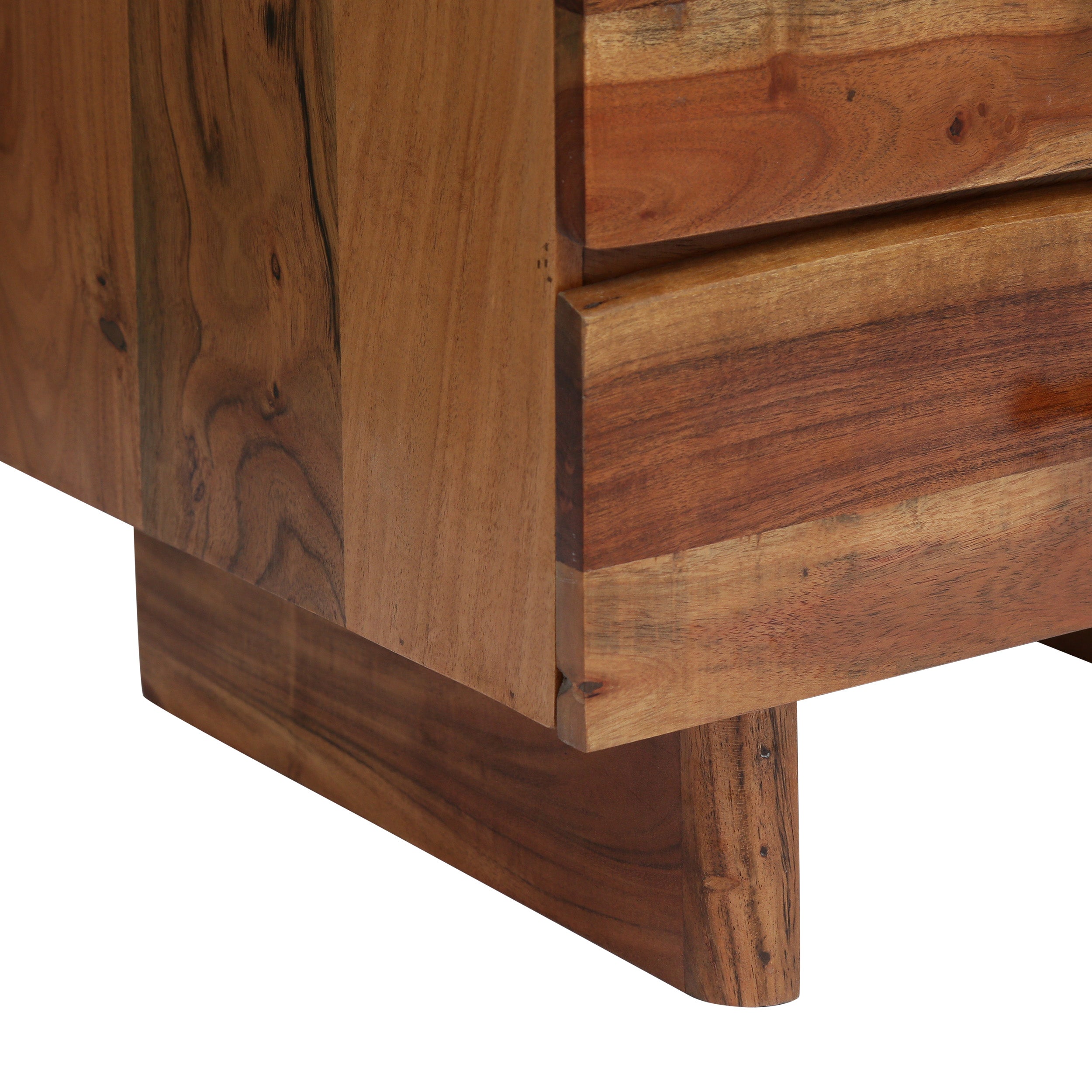 Tift Terrell Handcrafted Boho Acacia Wood 3 Drawer Nightstand, Set of 2 - Womvr