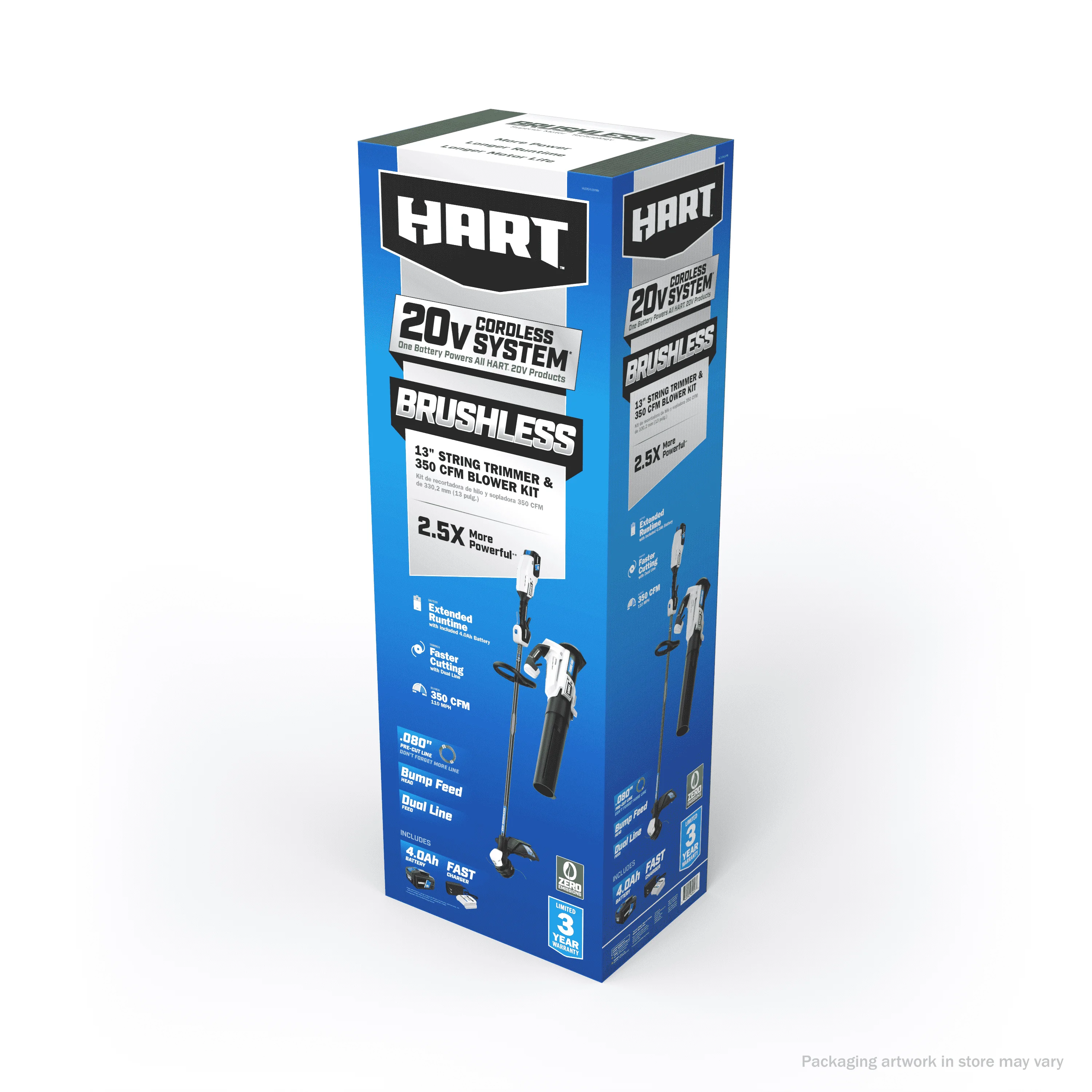 HART 20-Volt 13-inch Brushless Combo Kit, (1) 4.0Ah Lithium-Ion Battery - Womvr