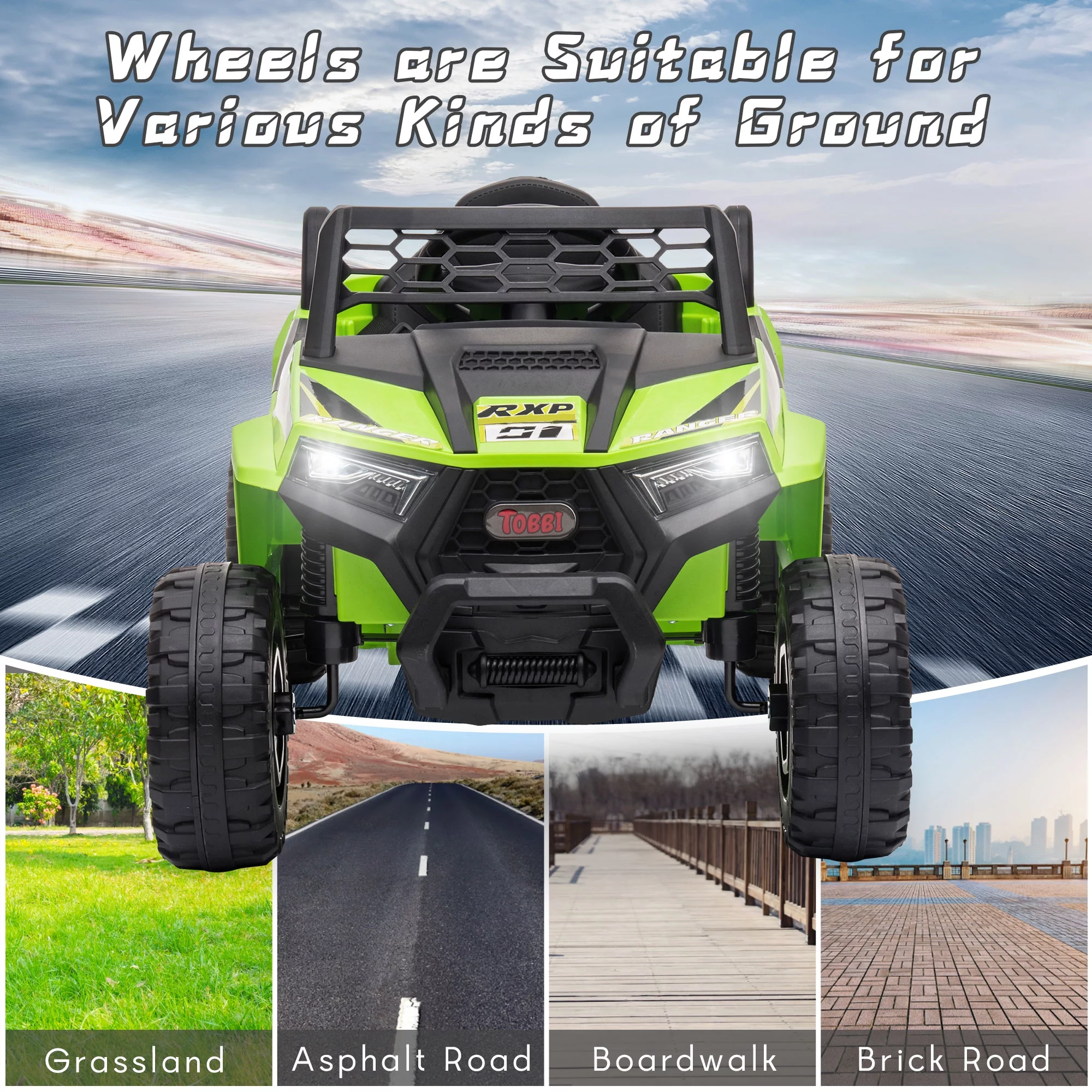 TOBBI 12V Kids Electric off-Road UTV Truck Car Battery Powered Ride on Toys for Girls with LED Headlights, Music, Horn - Womvr