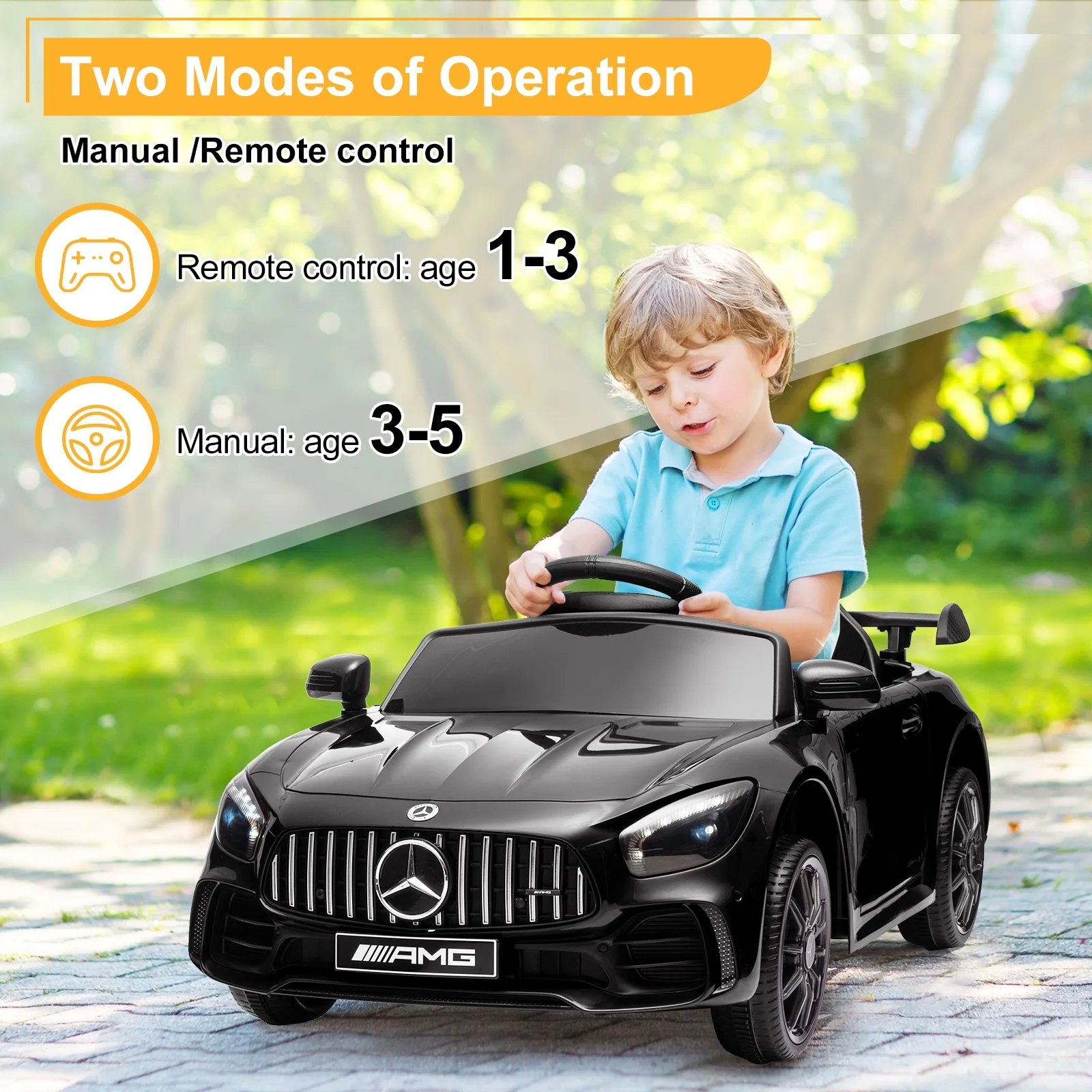 12V Ride on Car for Girls and Boys Licensed Mercedes Benz Electric Vehicle, MP3, Bluetooth, Ride On Toy for 3-5 Years Old, Red - Womvr
