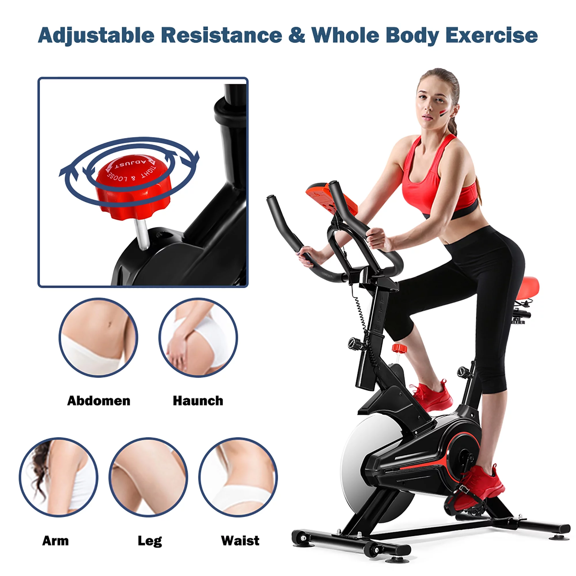 Indoor Exercise Bike Fitness Cardio W/4-way Adjustable Seat - Womvr