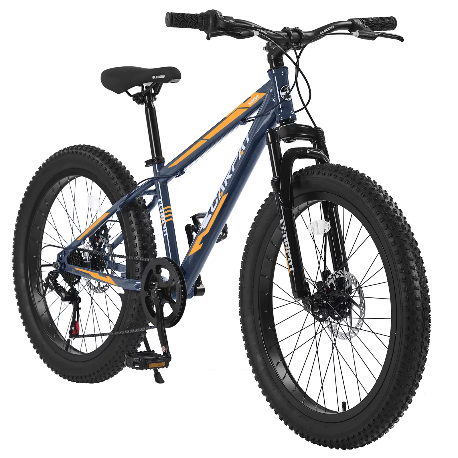 CIYOYO 24 inch Fat Tire Mountain Bike, Shimano 7 Speeds Bike for Adult, Dual Disc Brake,Orange - Womvr