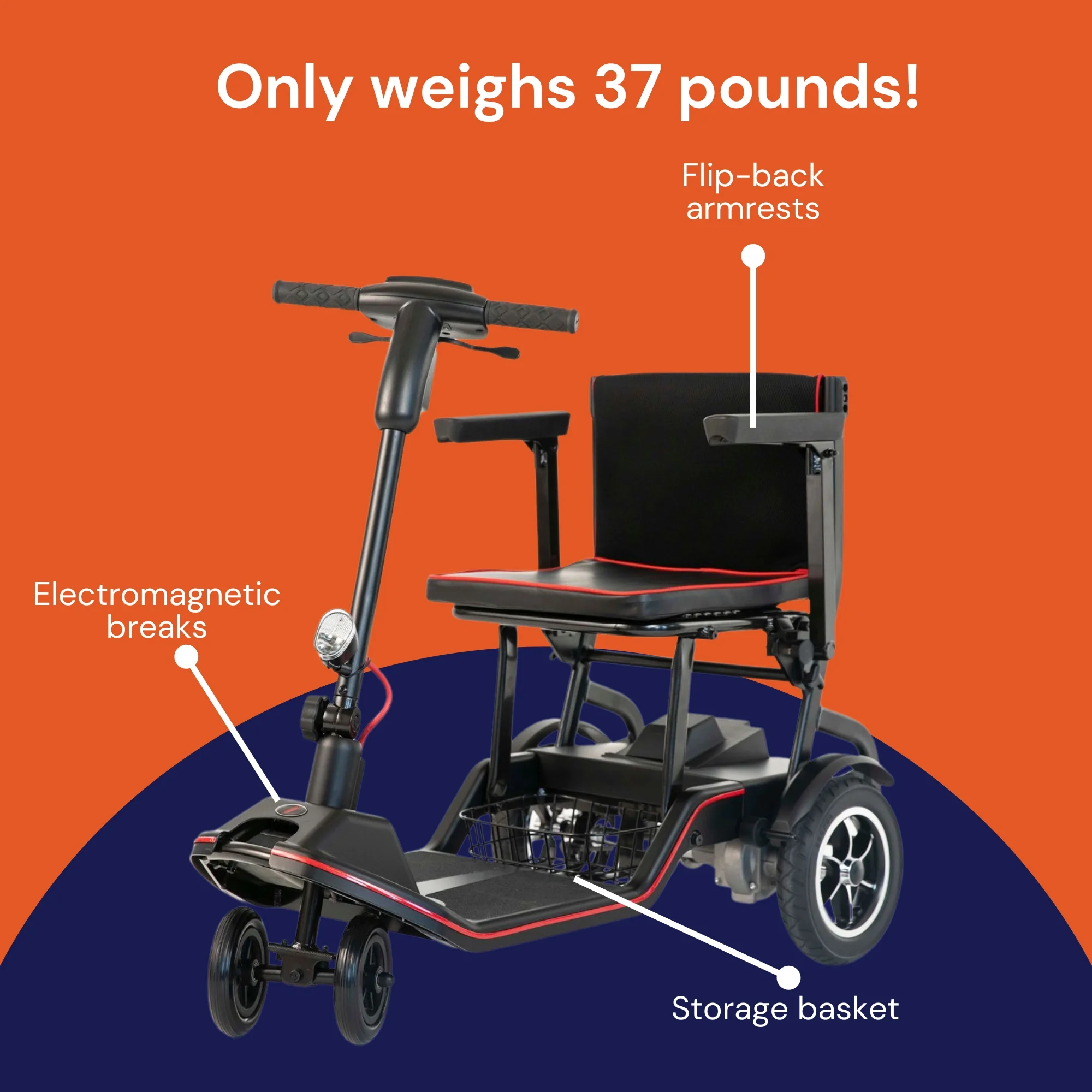 Feather Mobility Electric Wheelchair Scooter - Foldable, Travel Mobility Scooter, 37 lbs, 1 Ct - Womvr