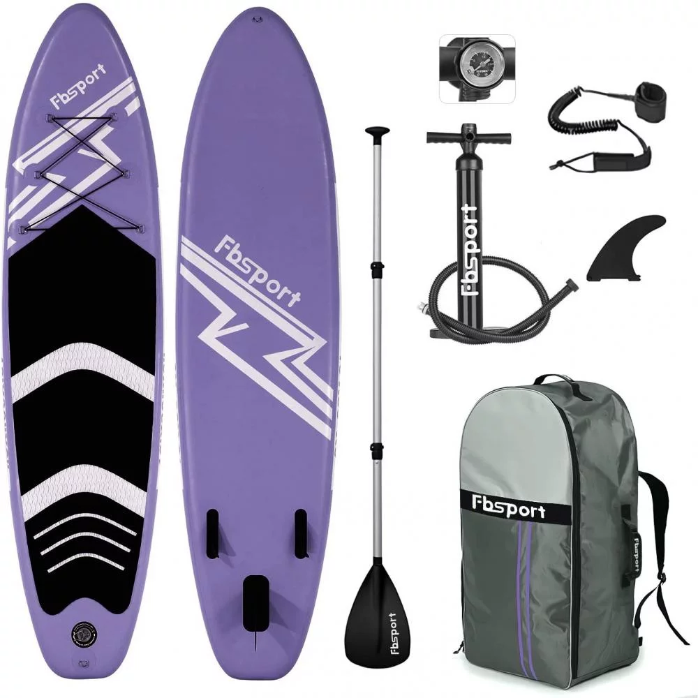 Fbsport 11ft Inflatable Paddle Board SUP, 6'' Thick W/Paddling Fins Pump & Accessories Pack, Green - Womvr
