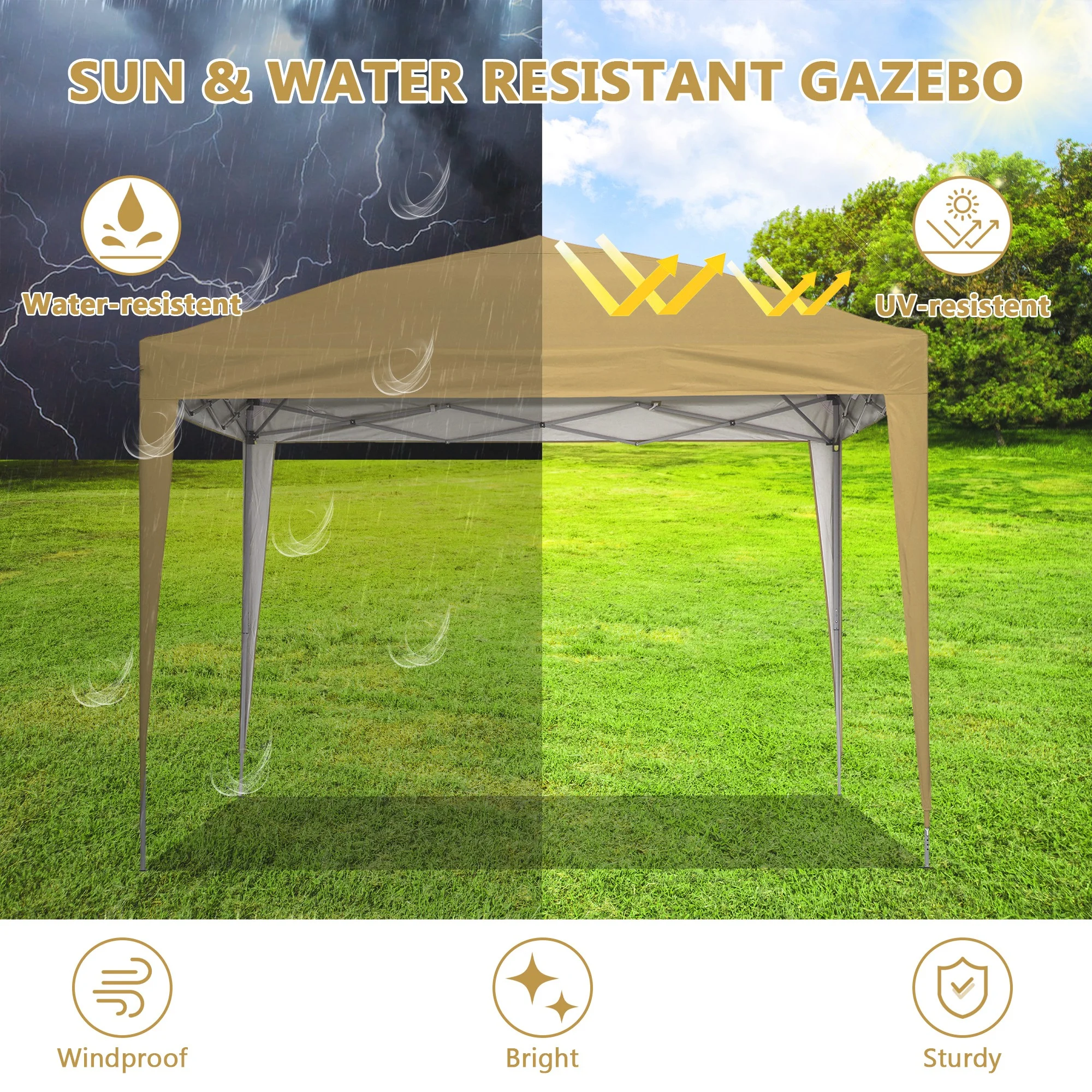 Outdoor Basics 10 ft x 10 ft Pop Up Canopy Tent with Carry Bag, Shade Canopy, Great for Picnic, Yard, Beach, Park, Camping, White - Womvr