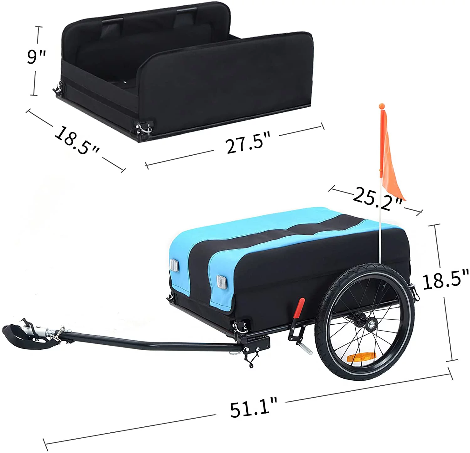 Mojay Two-Wheel Bicycle Cargo Trailer, Biking Trailer, 27.5