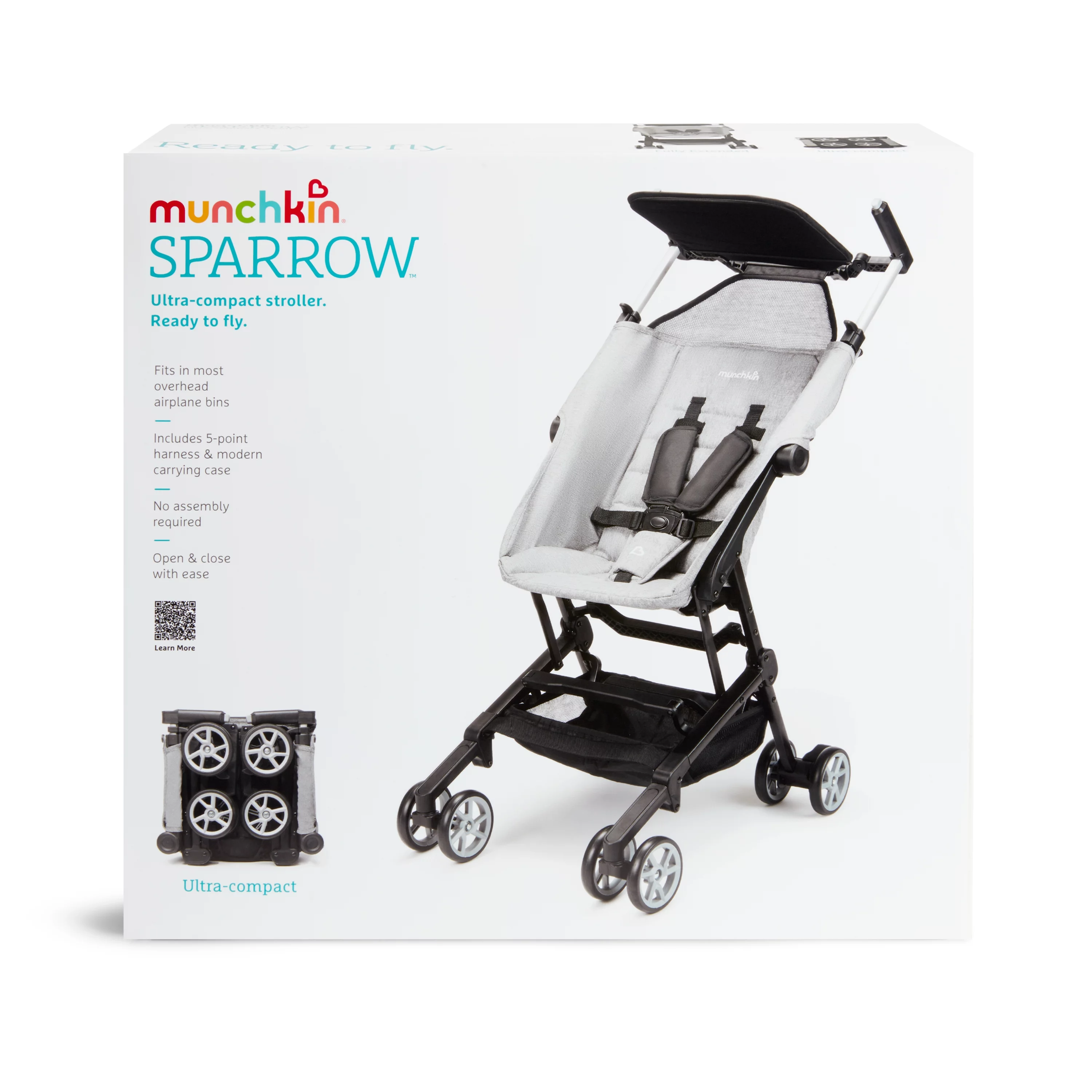 Munchkin? Sparrow? Ultra Compact Lightweight Travel Stroller for Babies & Toddlers, Black, Unisex - Womvr