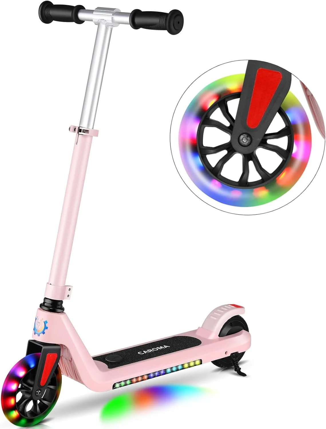 Caroma Kids Electric Scooter, 6+ Boys and Girls Safe Kick Scooter, Adjustable Speed and Handlebar - Womvr