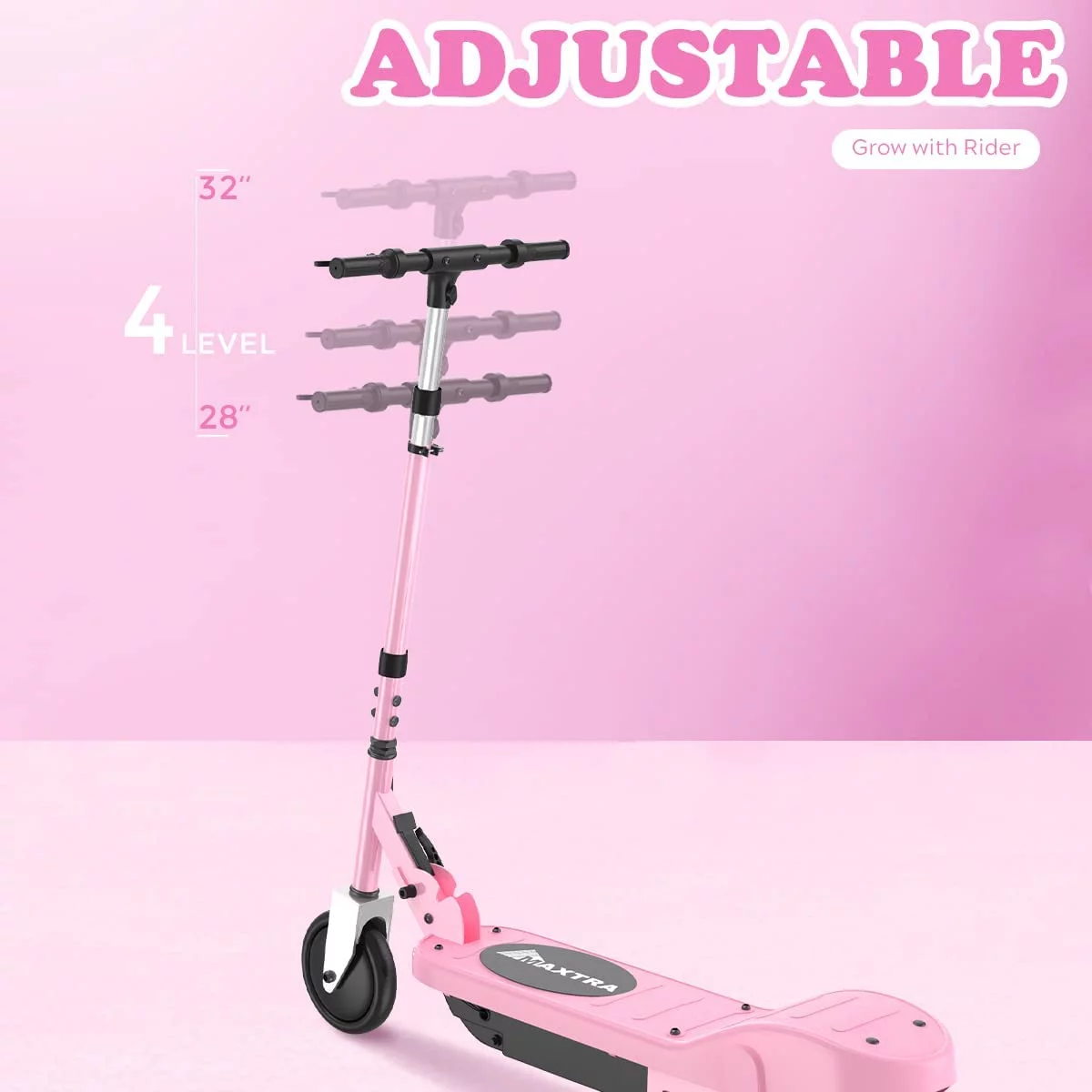 Maxtra Scooters E100 Folding Electric Scooter with Adjustable Handlebar for Kids Ages 6-12, up to 10 MPH, 155 Lbs. Max Load - Womvr