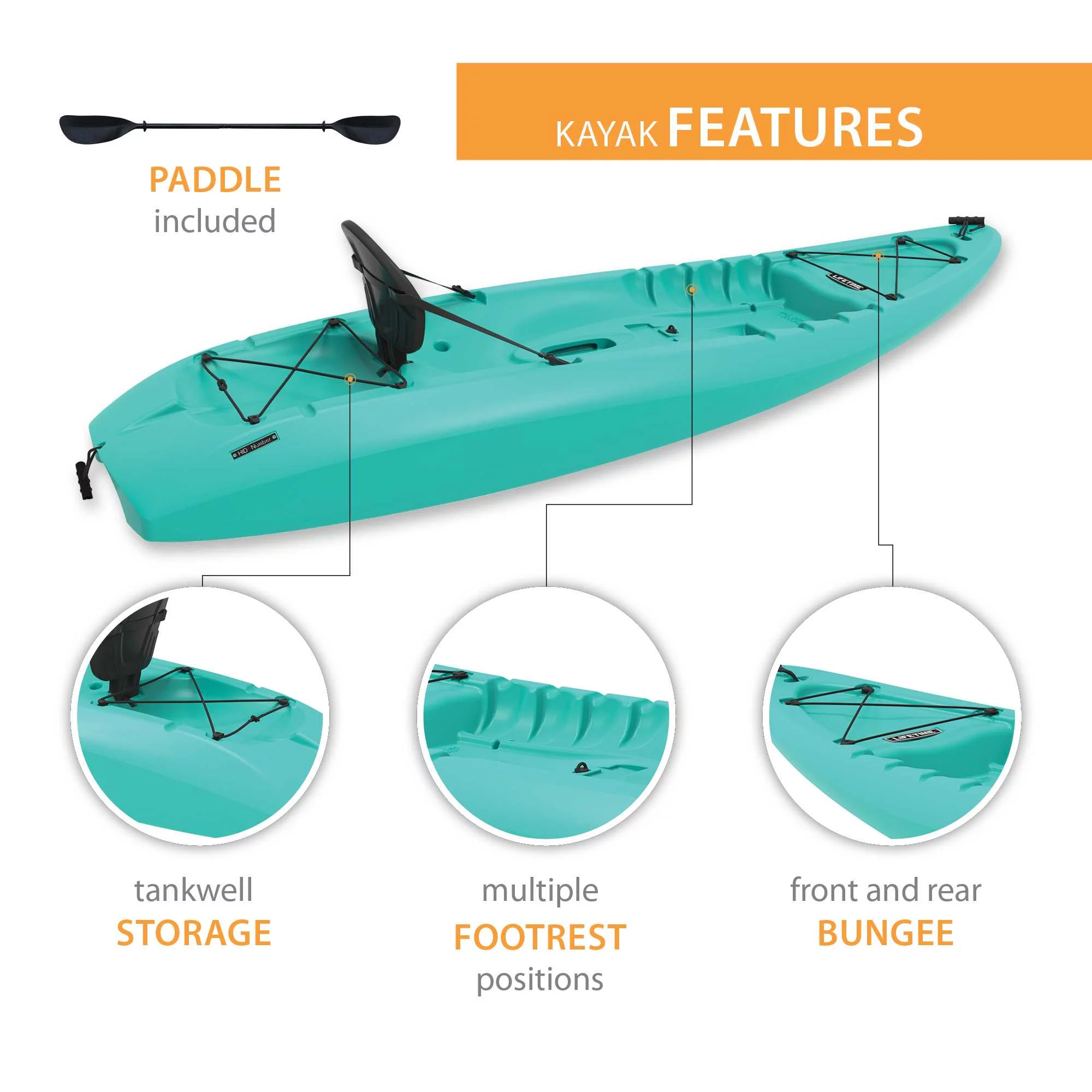 Lifetime Hydros 101 inch Sit-on-Top Kayak, Glacier Blue (90594) - Womvr