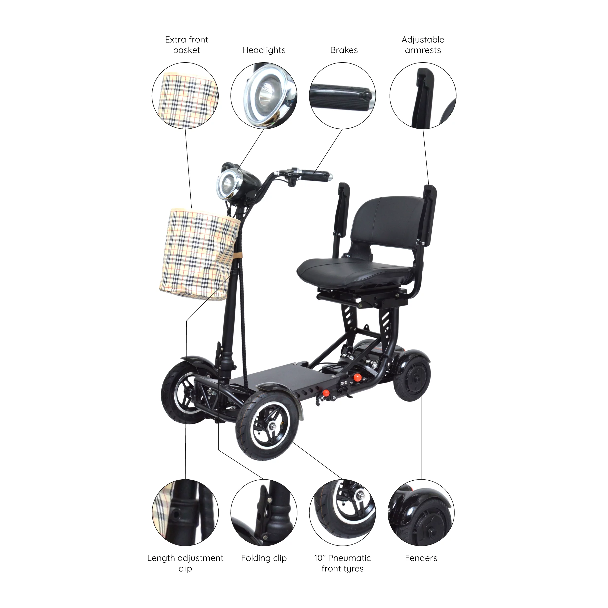 Bangeran Electric Medical Scooter, Powerful Li-on Battery Large Seat, Up to 12 Miles - Silver - Womvr