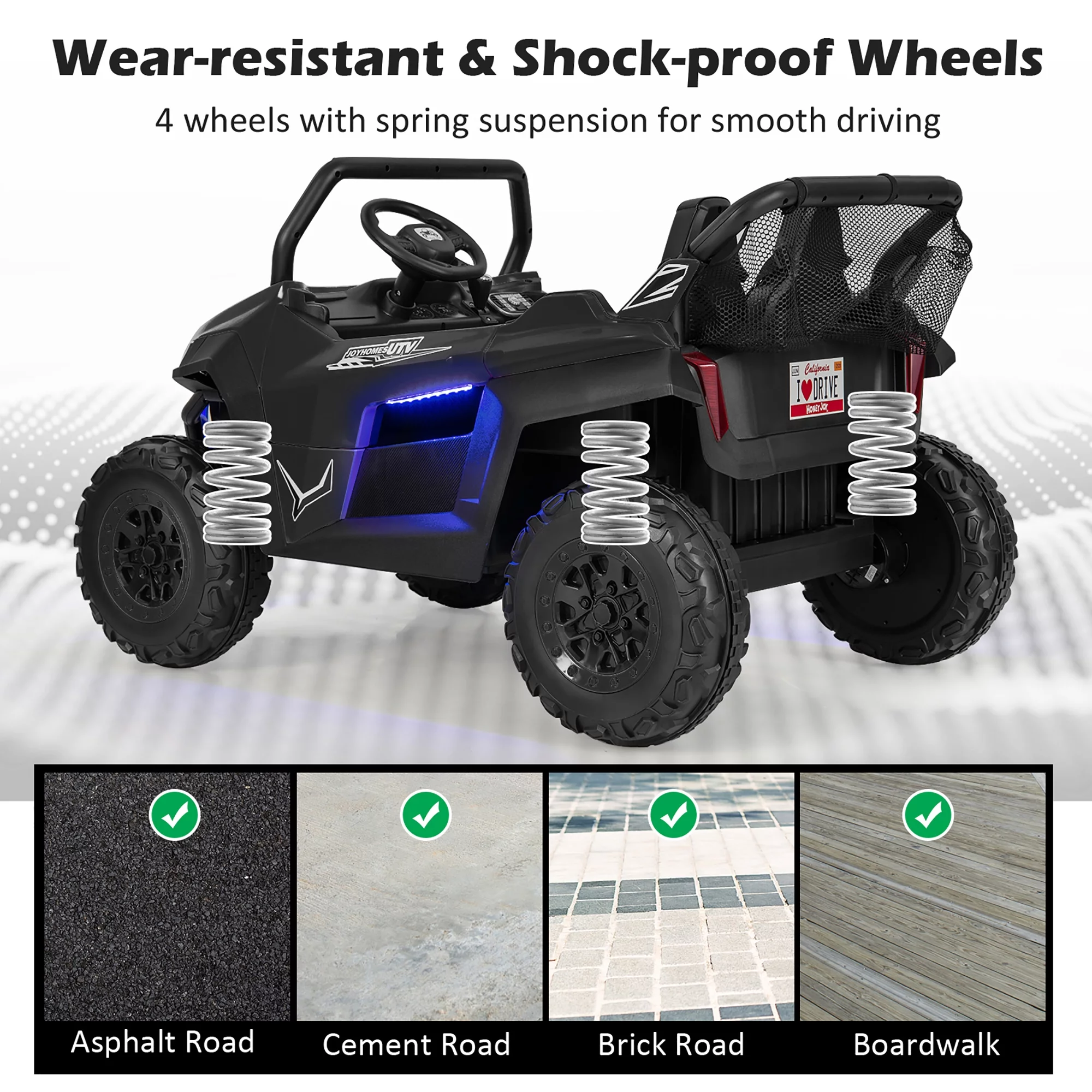 Costway 12V 2-Seater Kids Ride On UTV RC Electric Vehicle Suspension w/ Lights & Music Pink - Womvr