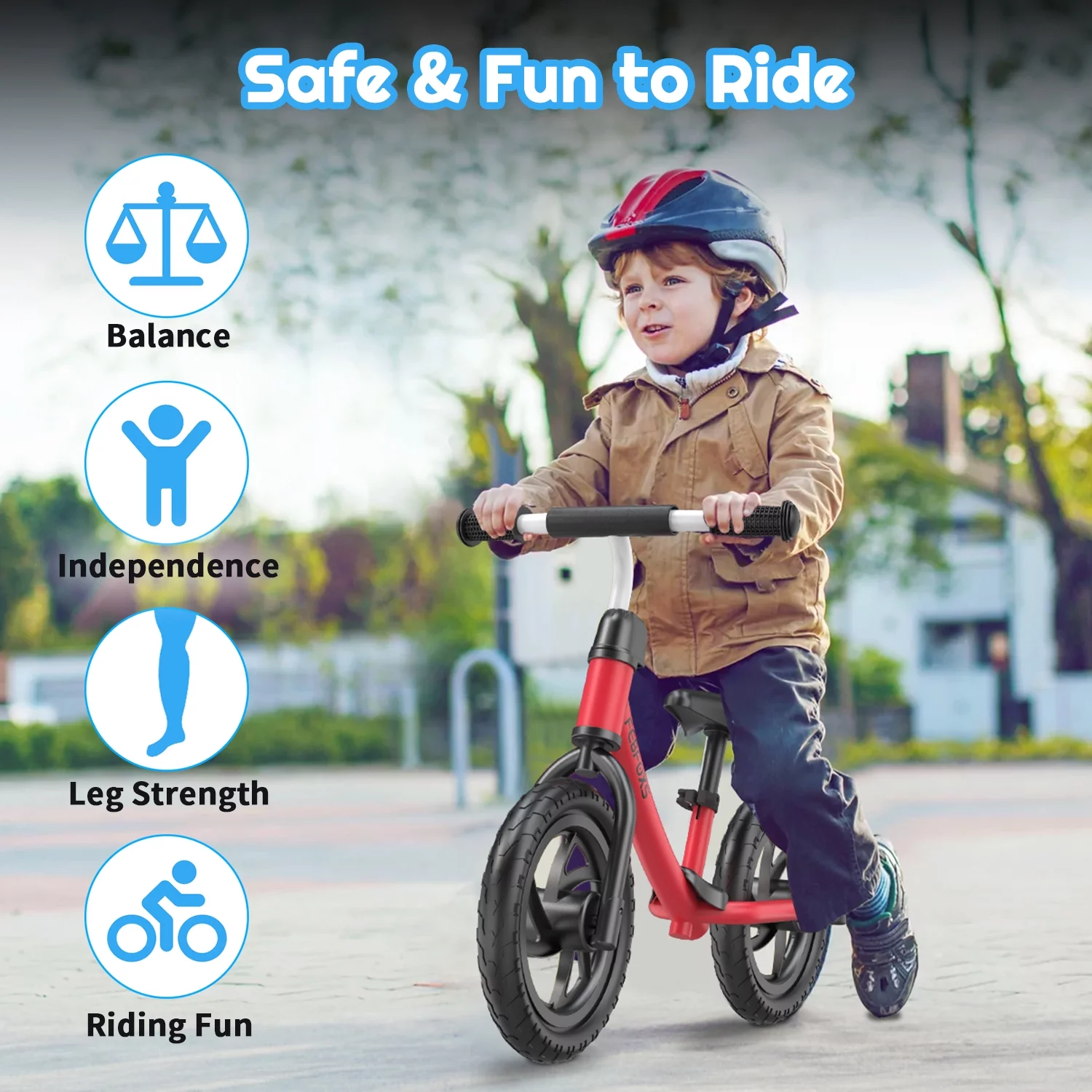 FEBFOXS Toddler Balance Bike, No Pedal Beginner Kids Balance Bike with Adjustable Seat Height, Push Balance Bike for 3-6 Years Old Boys Girls - Womvr