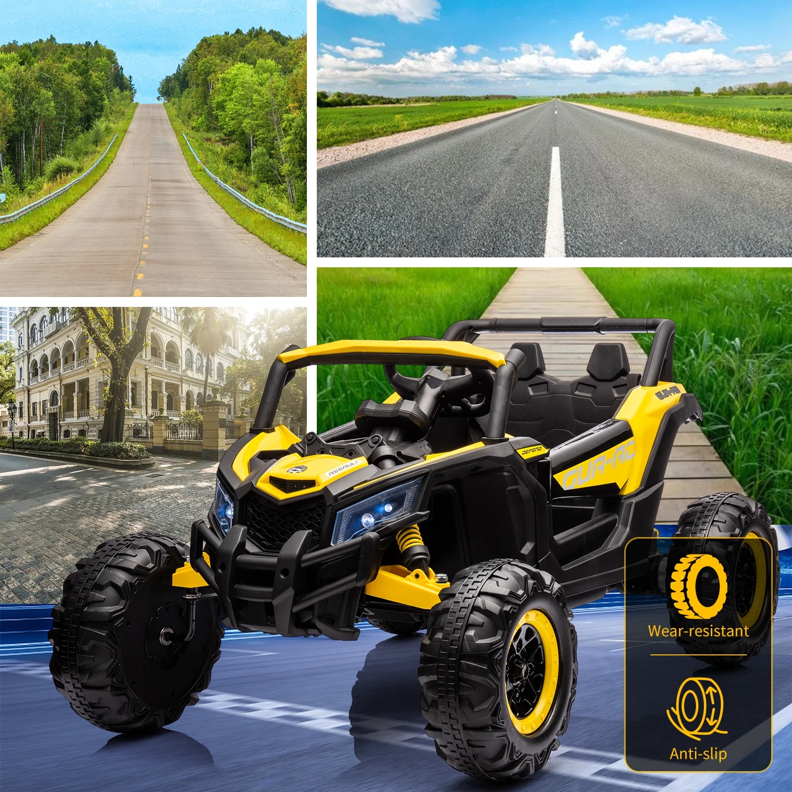 EastVita Ride on UTV Car, 24V Ride on Car Battery Powerd Electric Off-Road UTV Car w/Remote Control, 200W Motor, Spring Suspension, Music, LED Lights, ATV, Red - Womvr