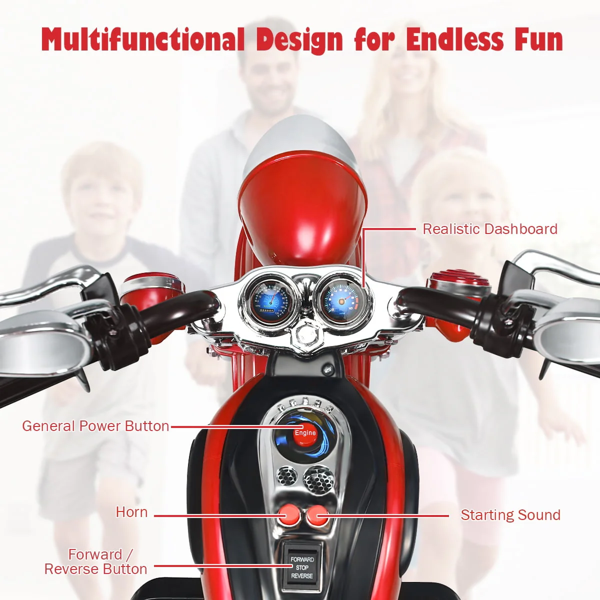 Costway 3 Wheel Kids Ride On Motorcycle 6V Battery Powered Electric Toy White - Womvr