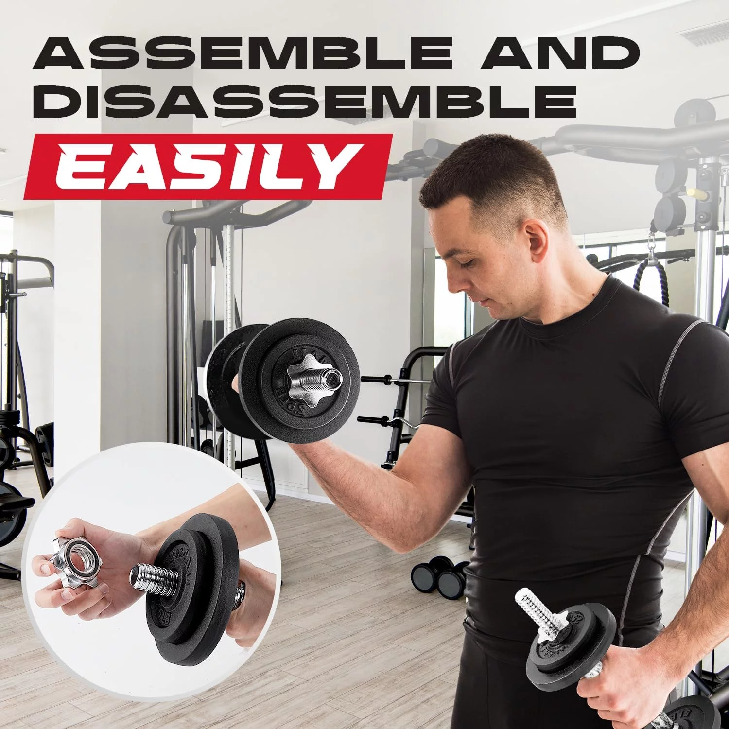 Yes4All 200 lbs Adjustable Dumbbell Weight Set, Cast Iron Dumbbell, Pair - Womvr