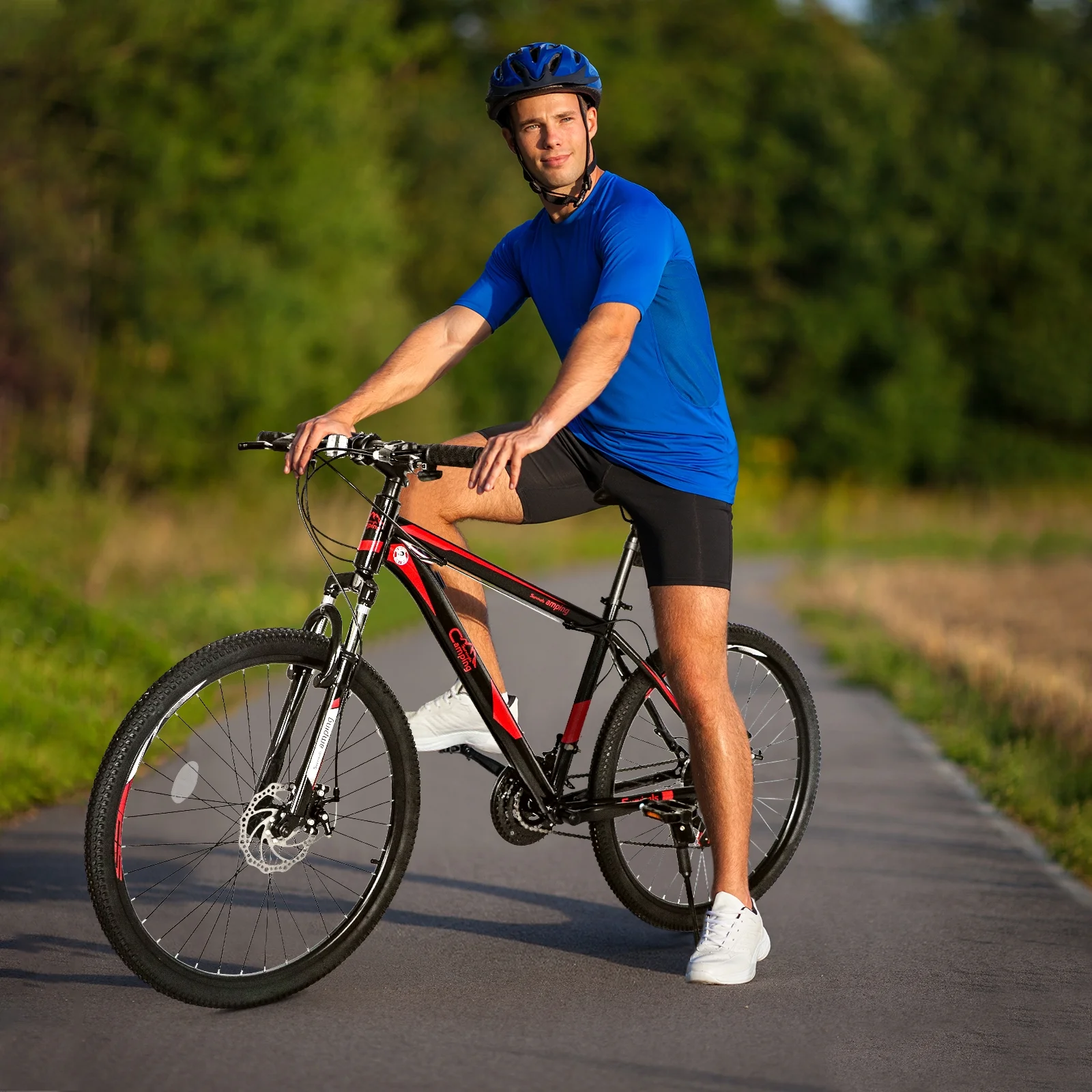 Campingsurvivals 21 Speed Mountain Bikes, with 26 inch Wheels and Dual Disc Brakes, Red/Black - Womvr