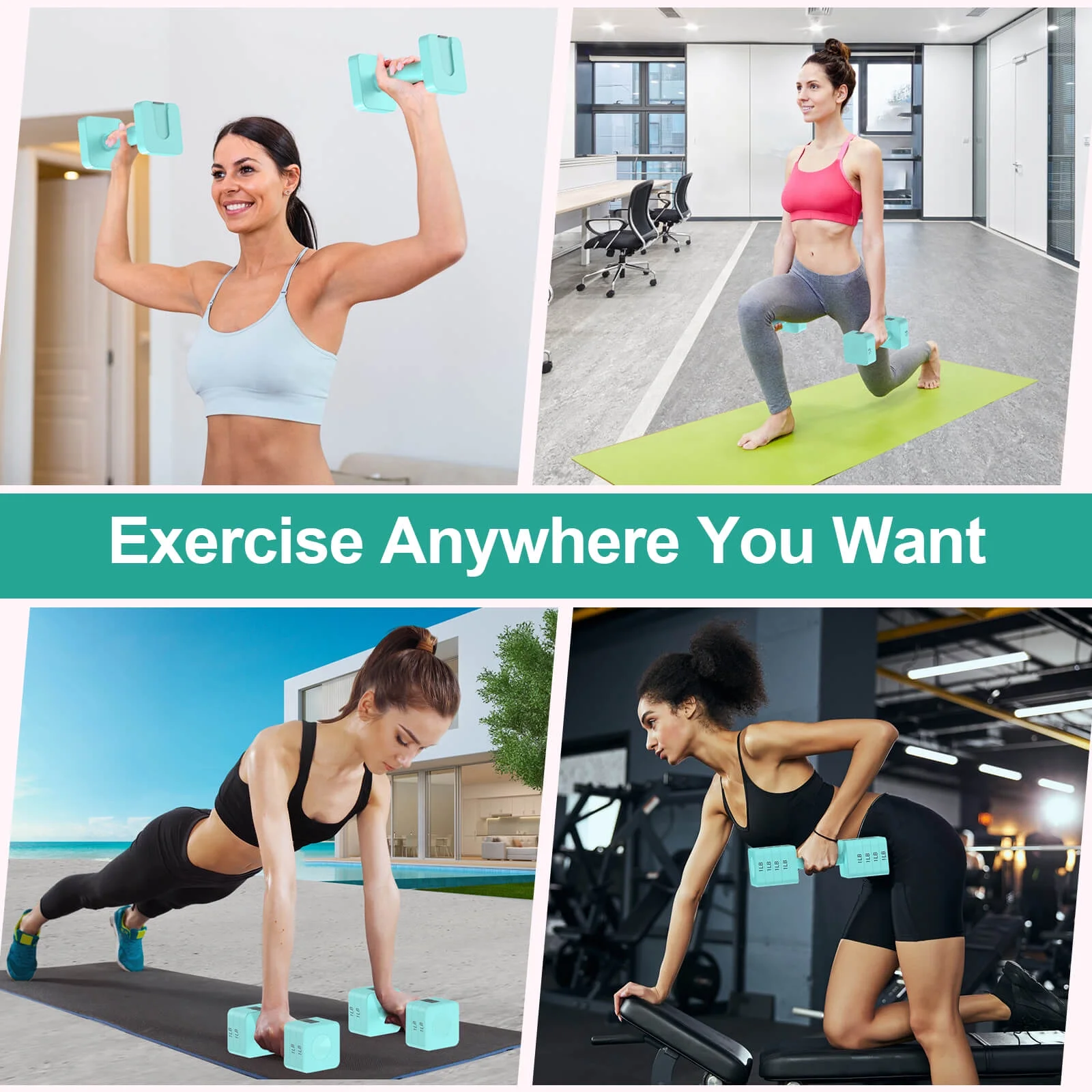 Adjustable Dumbbells Set of 2, Hand Weights Sets with 5 Levels 3lb, 5lb, 7lb, 9lb, 11lb, Adjustable Weight Dumbbells for Women/Men Home Gym Full Body Workout - Womvr