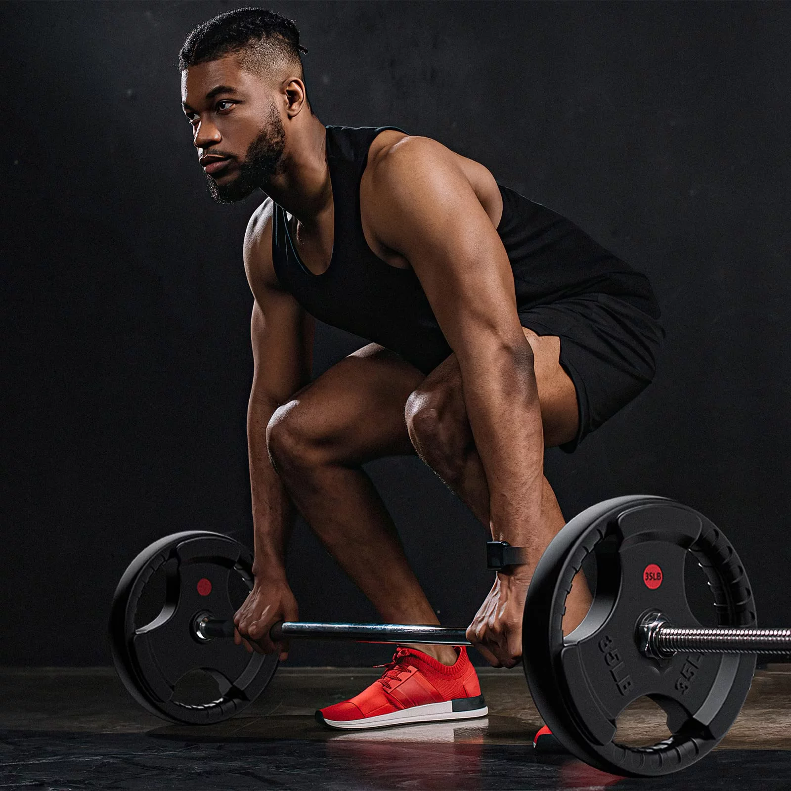 GIKPAL 90lbs Weight Plates 2 Inch Rubber Coated Olympic Weight Plate for Weightlifting in Home Gym, Solid Cast Iron Bumper Plates for Barbell - Womvr