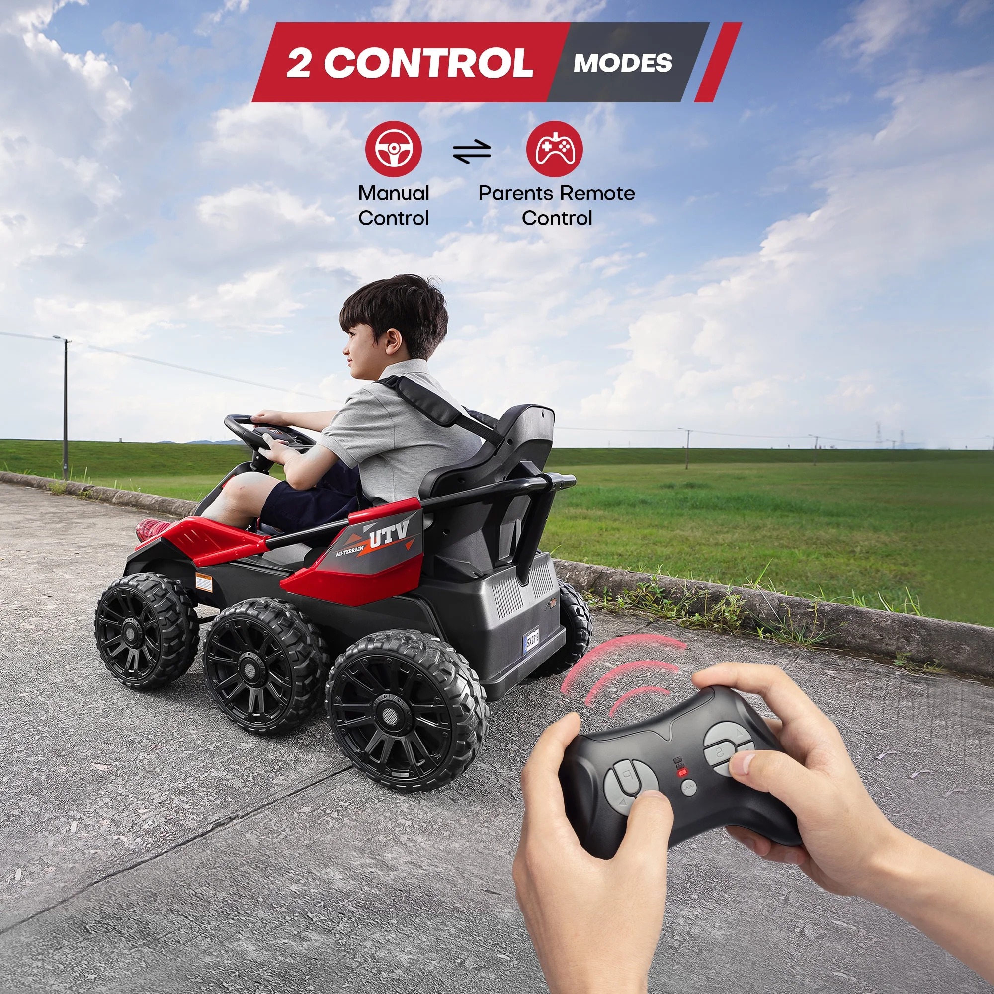 Teoayeah 24V Ride on Toys for Kids Ages 3-10, 2WD/4WD Switch, 4x75W Powerful Electric Car, 4 Shock Absorbers, Parent Remote, Music Player - Green - Womvr