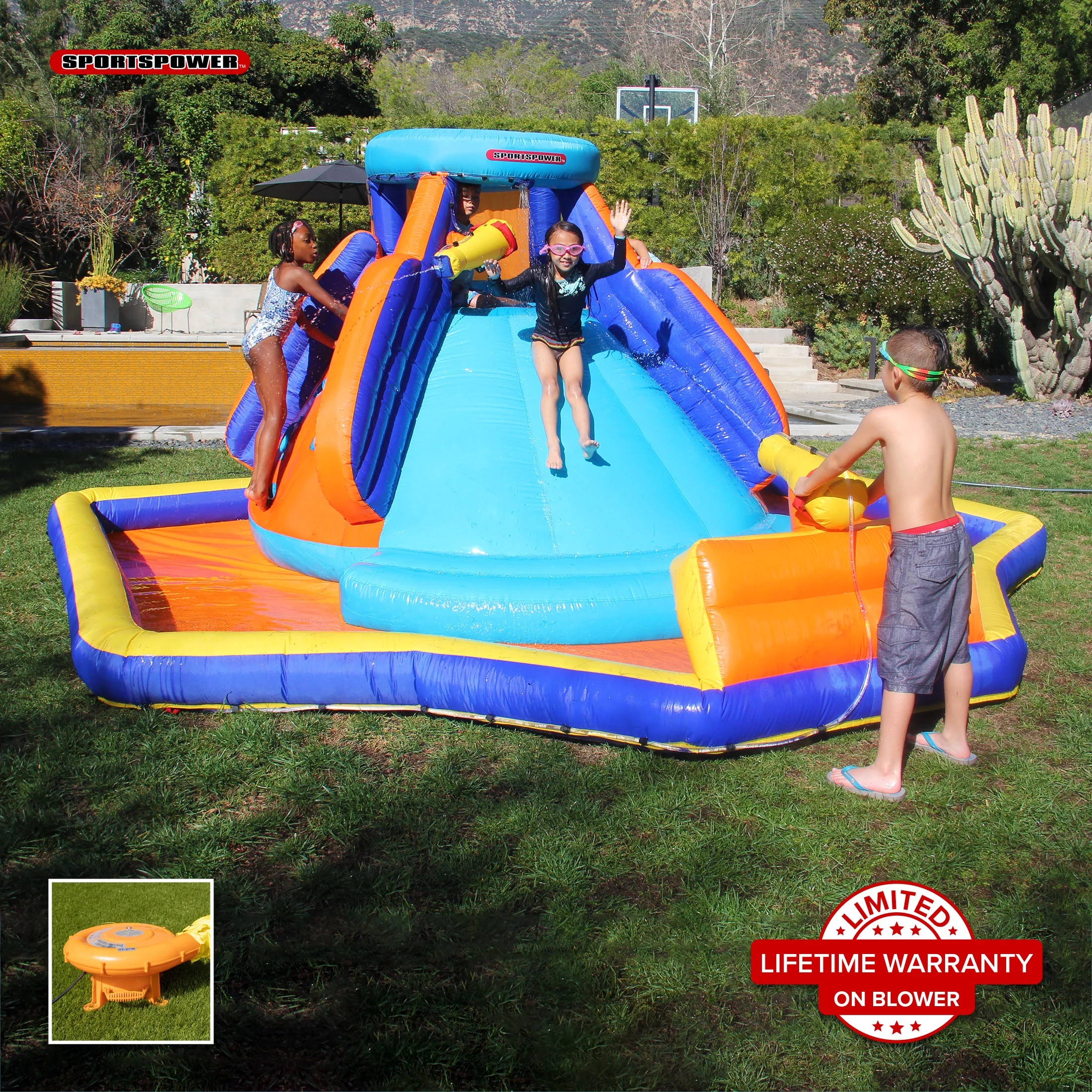 Sportspower Battle Ridge 13.8' Inflatable Water Slide with Lifetime Warranty on Heavy Duty Blower - Womvr