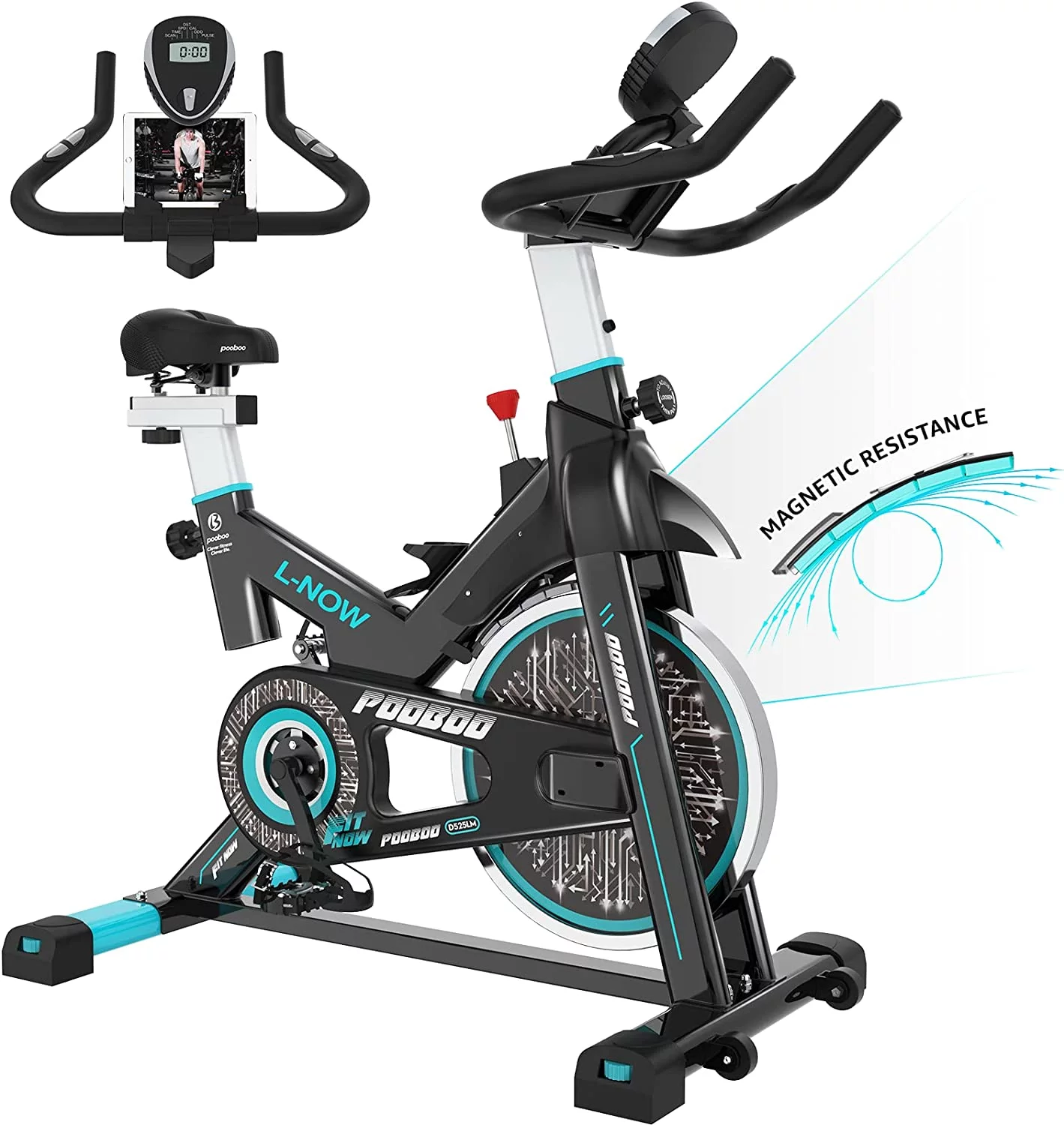 pooboo Exercise Bike Magnetic Resistance Indoor Cycling Bike for Home Cardio Workout Cycle Bike Training 360lbs - Womvr