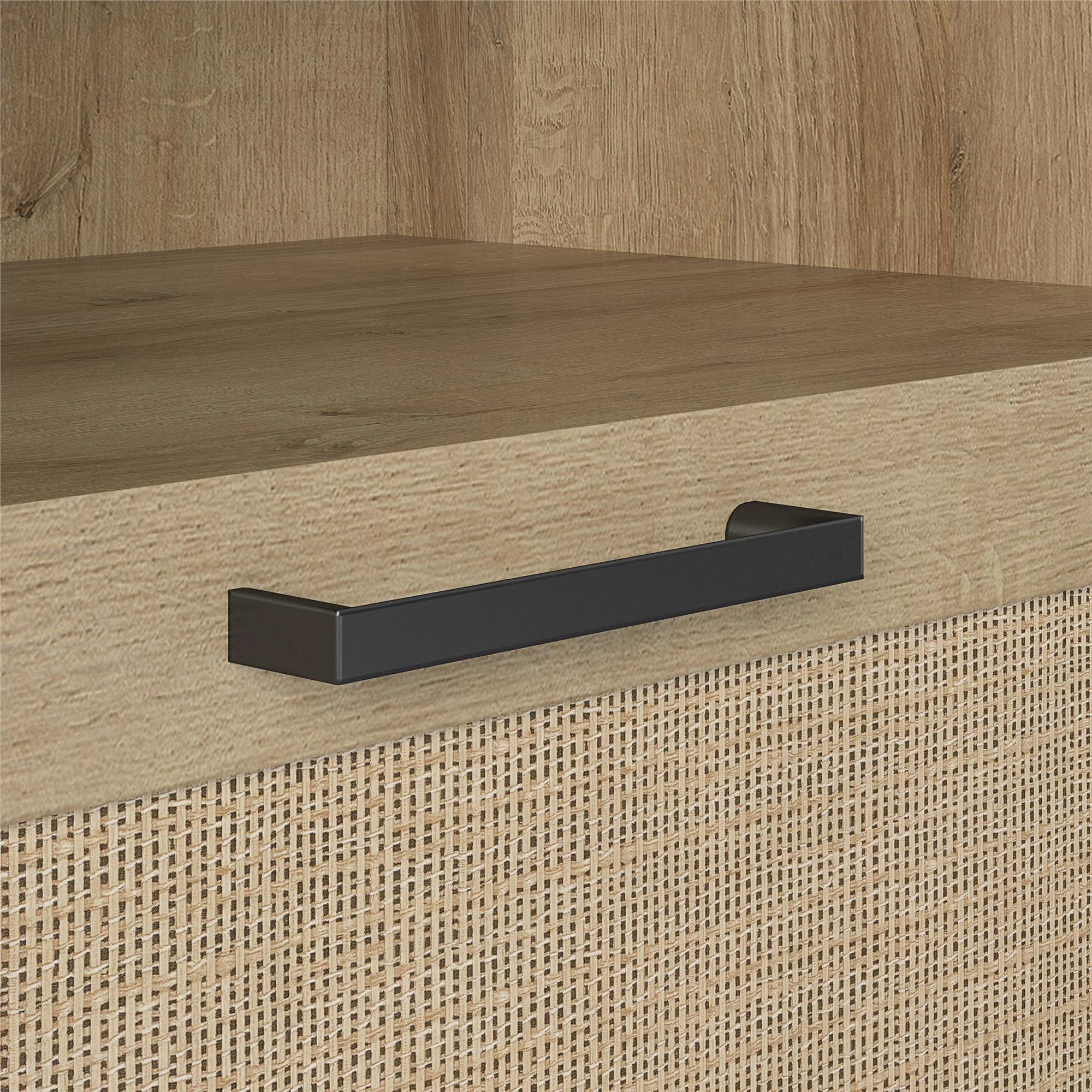 Novogratz Shay 1-Drawer Nightstand, Natural with Faux Rattan - Womvr