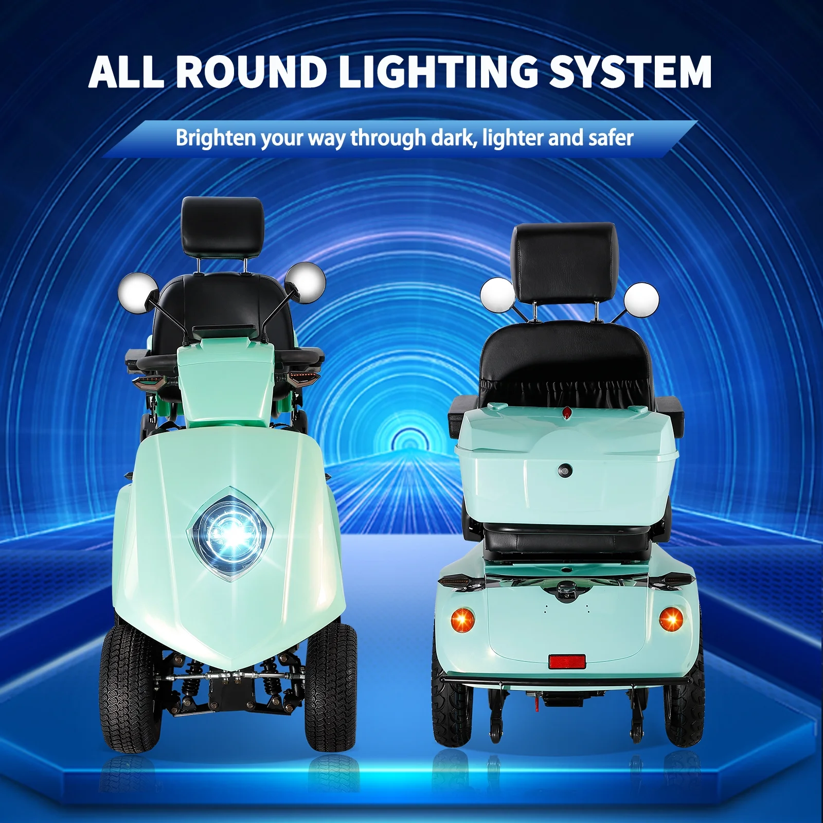 Heavy duty 4 wheel adult mobility Scooter Senior Medical Electric Mobility Scooter 800W Mobility scooter 500 lb capacity. - Womvr