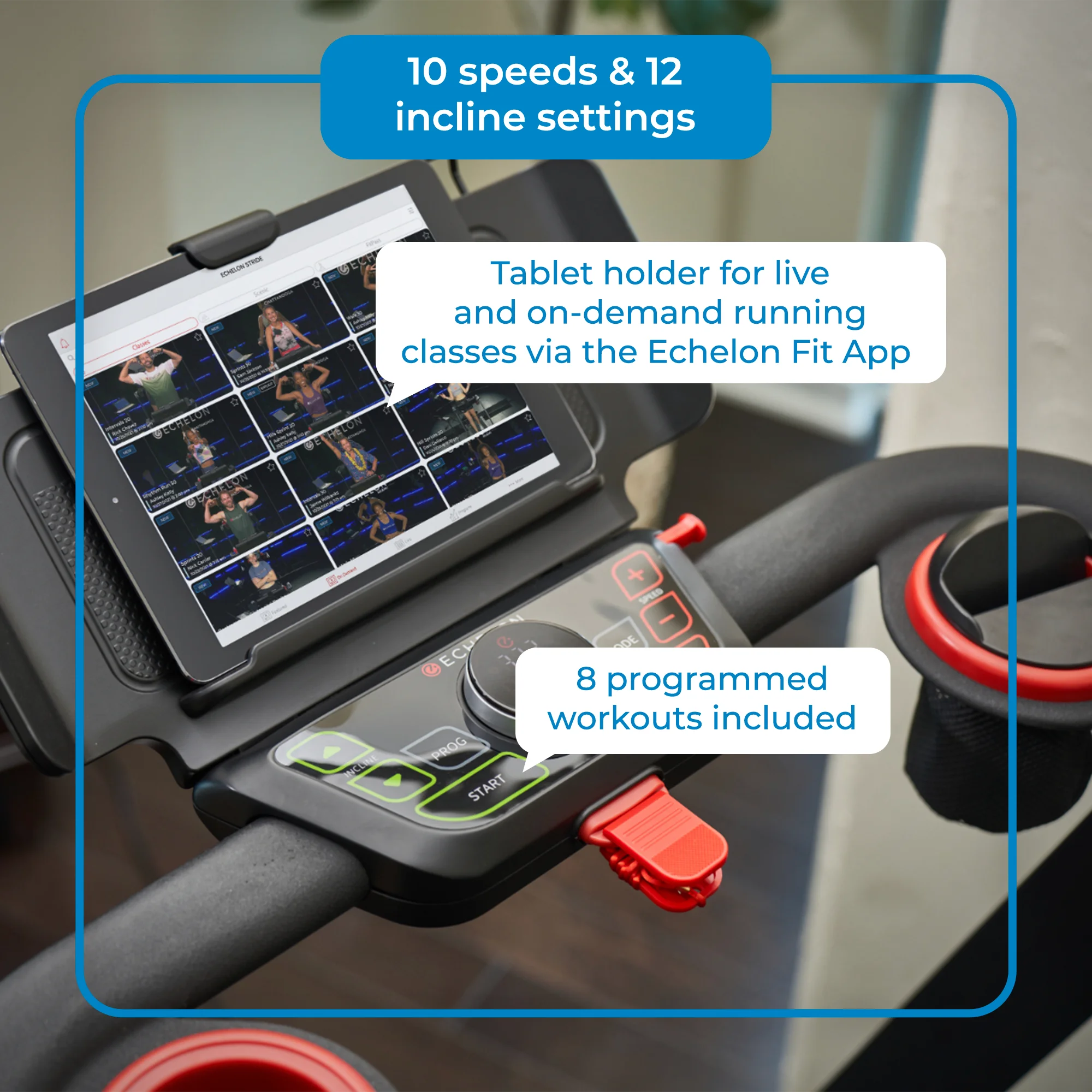 Echelon Stride Sport 2 Auto-Fold Compact Treadmill with 12 Levels of Incline + 30-Day Free Membership - Womvr