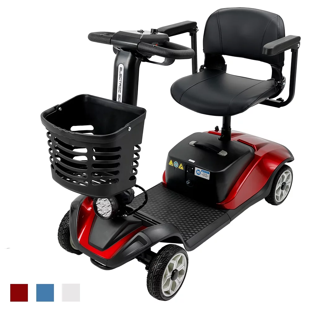 Artudatech Mobility Scooter, Electric Powered Wheelchair Device for Travel, Adults, Elderly 4 Wheels 300lb Weight Cap Model with lights Blue Color - Womvr