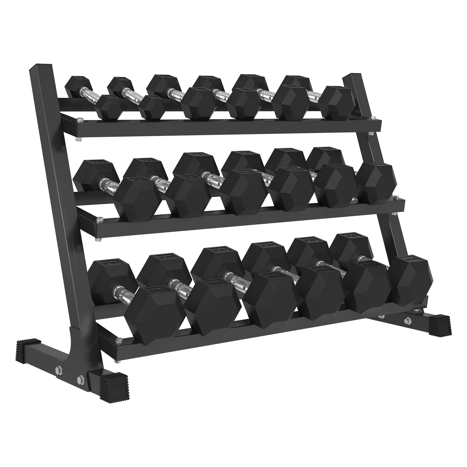 Mikolo Rubber Hex Dumbbell Set with Racks, Multiple Options in 160/200/380/450/550lbs, Strength Training Weight Set Home Gym - Womvr