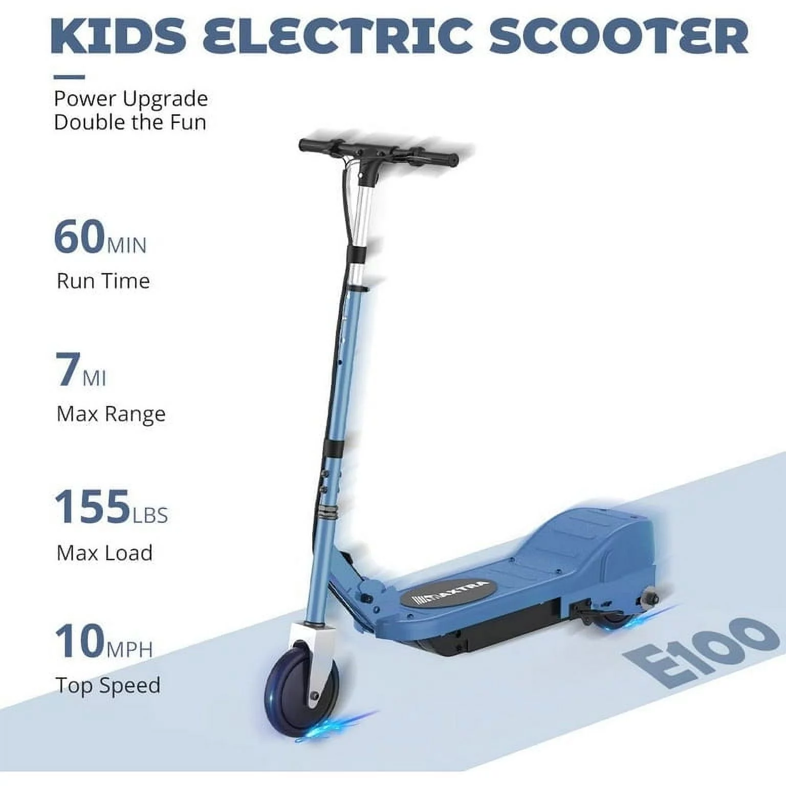 Maxtra Scooters E100 Electric Scooter for Kids Ages 6-12 - Up to 10 Mph, Foldable and Adjustable Handlebar - Womvr