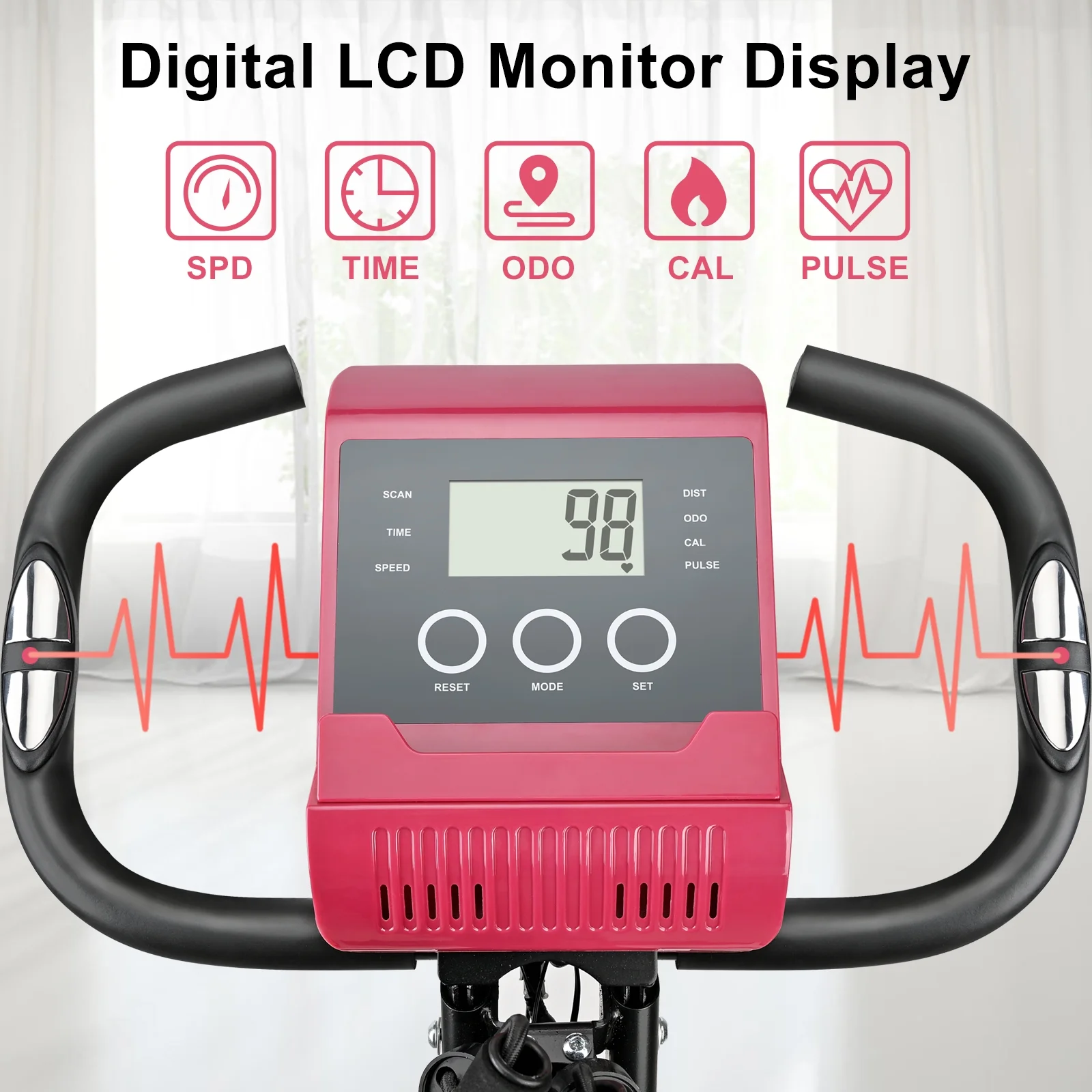 Wonder Maxi Folding Upright Exercise Bike Stationary Cycling Bike up to 441 lbs for ​Home Gym (Black) - Womvr