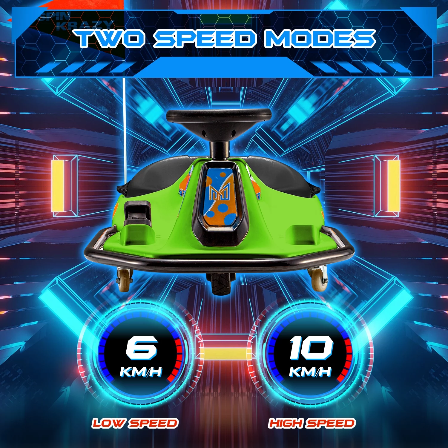 Hommow 12V Ride on Drift Car for Kids,Electric Drifting Go-Kart with Acceleration Pedal, Music, Bluetooth, LED Lights,Christmas Gift for 4-18Years Old,Blue - Womvr