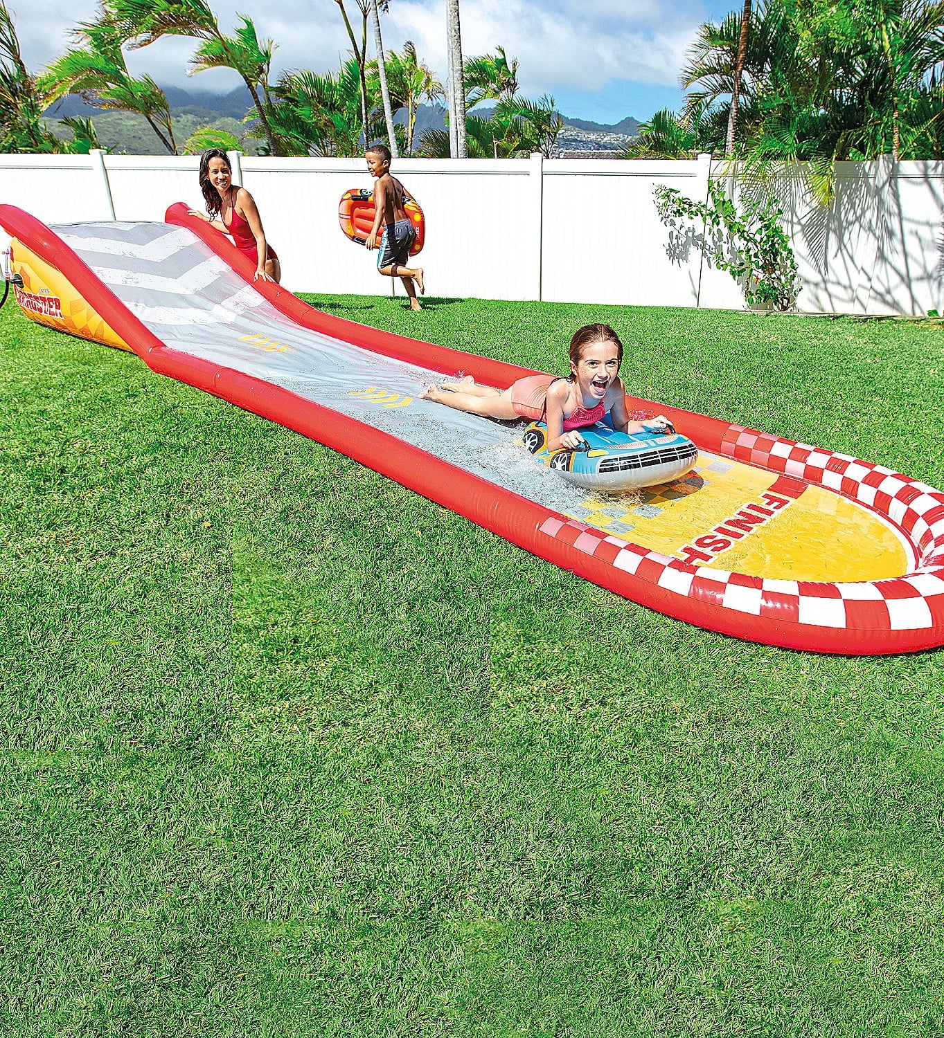 HearthSong 18-Foot Racing Fun Inflatable Water Slide - Womvr
