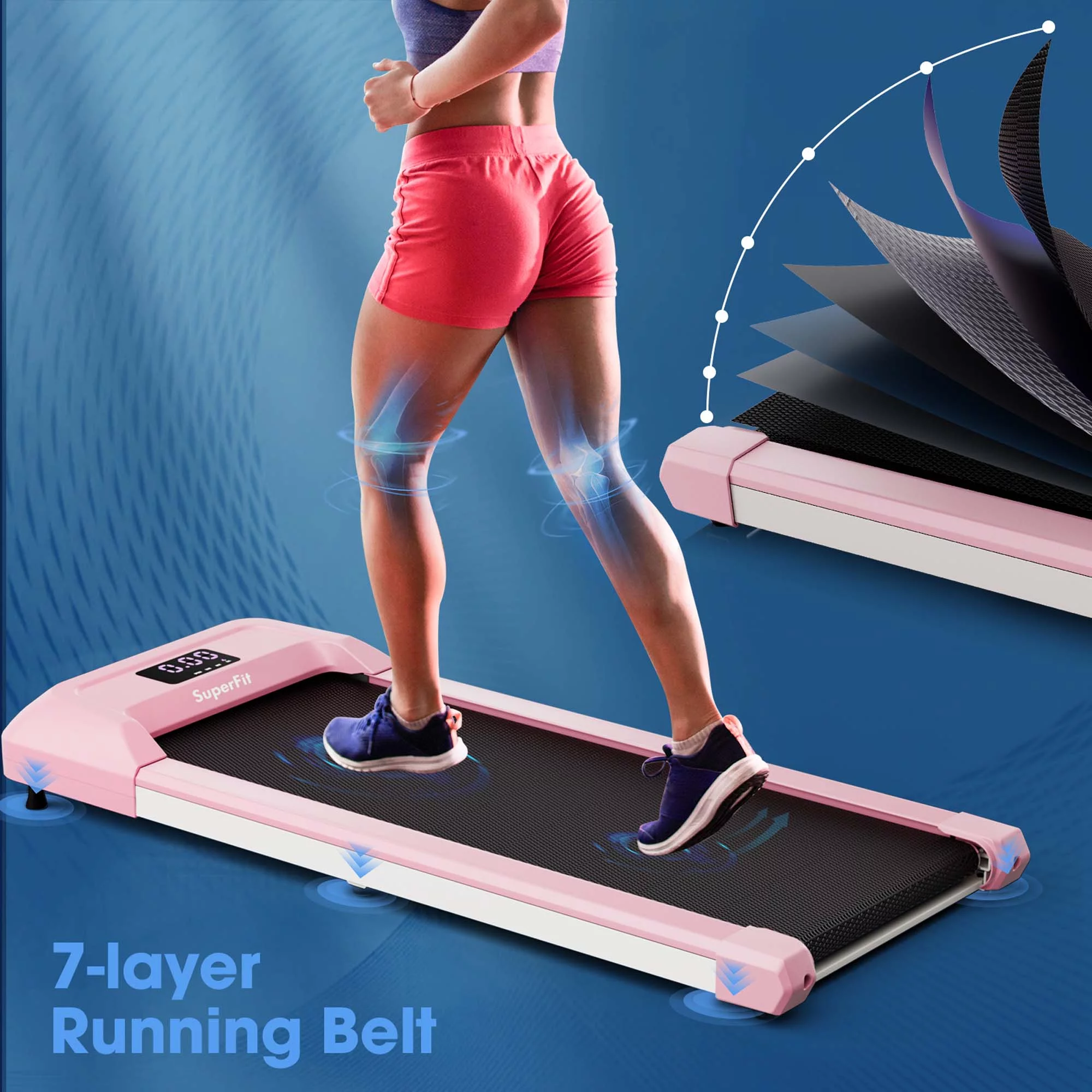 SuperFit 0.6-3.8MPH Walking Pad Under Desk Treadmill with Remote Control and LED Display Black - Womvr