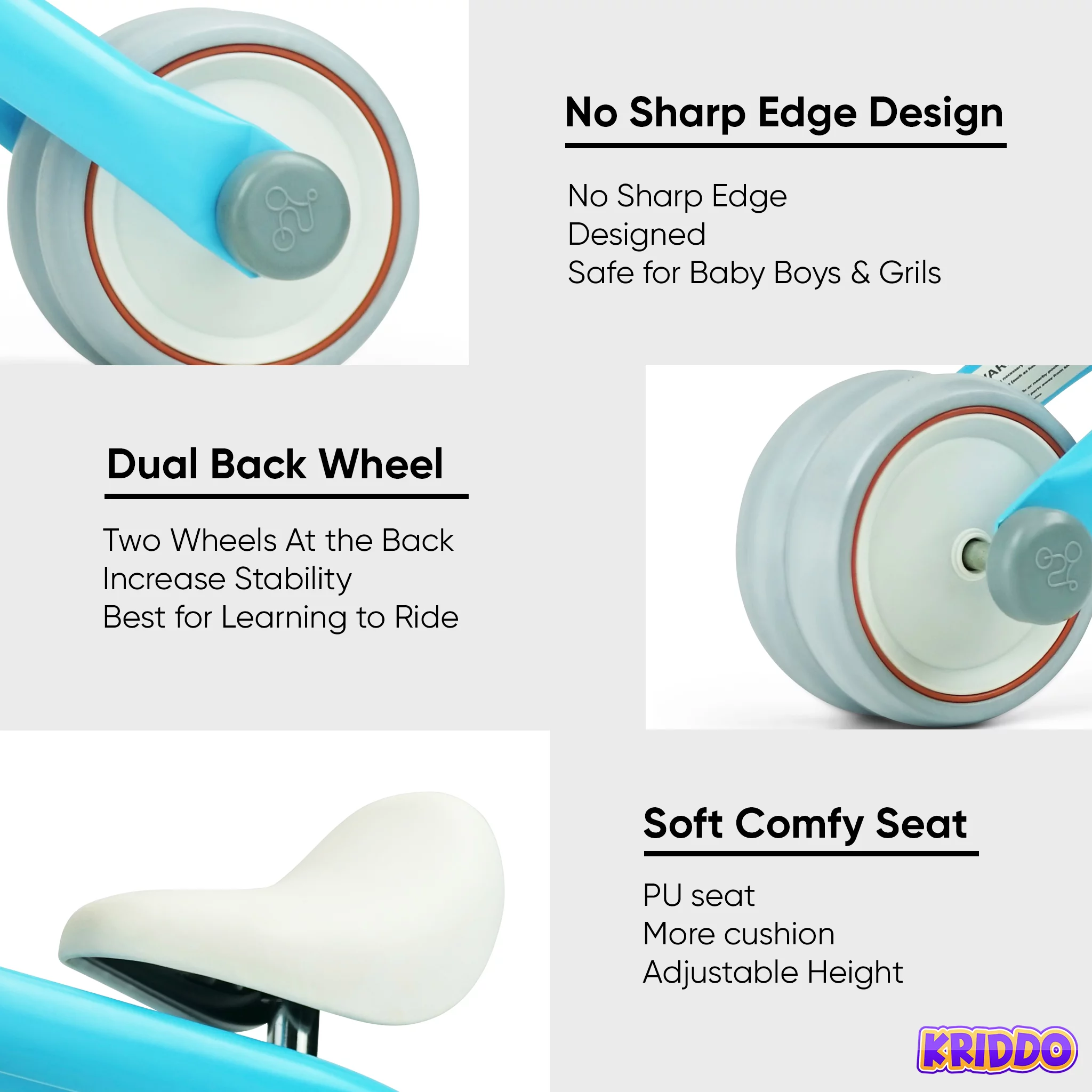 KRIDDO Baby Balance Bike for 1-2 Year Old Boy and Girl Gifts, Toddler Mini Bike for One Year Old First Birthday Gifts Baby Toys 12 Months to 2.5 Year Old, White - Womvr