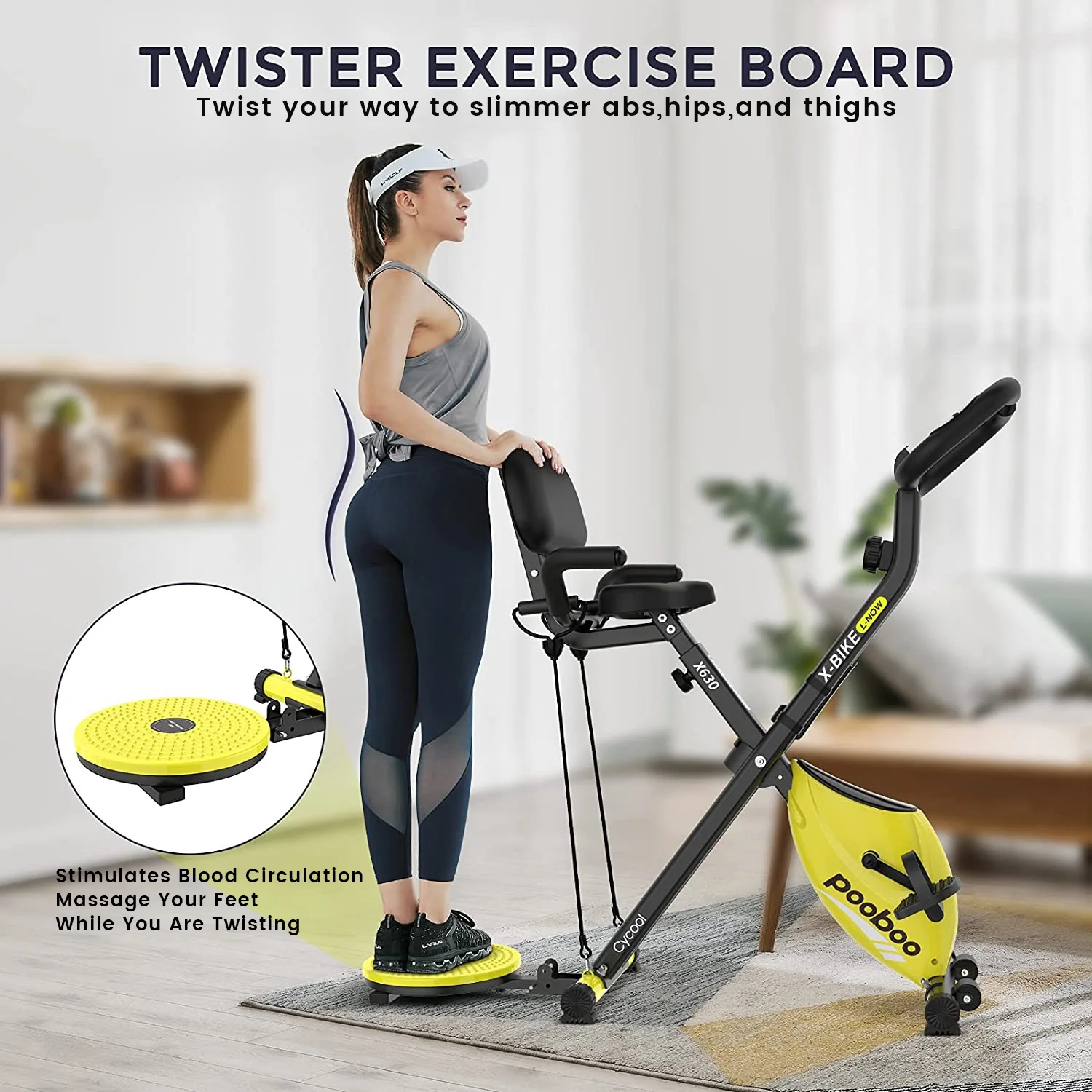 Pooboo 4in1 Folding Exercise Bike Indoor Cycling Bike Stationary Magnetic x Bike Gym Workout 300lb - Womvr