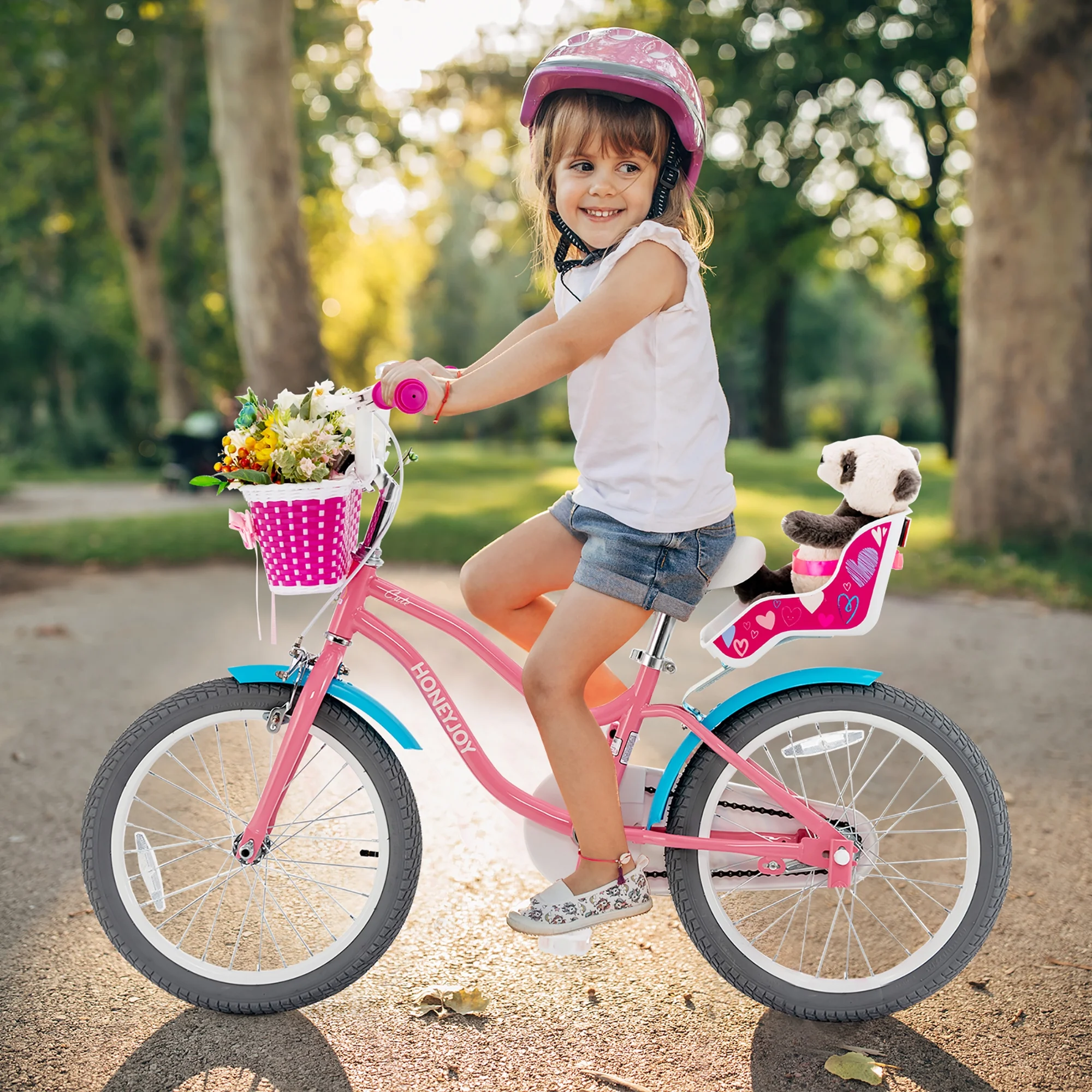 Honeyjoy 18 Inches Kids Bicycle with Training Wheels & Basket for Boys & Girls Age 5-9 Years - Womvr