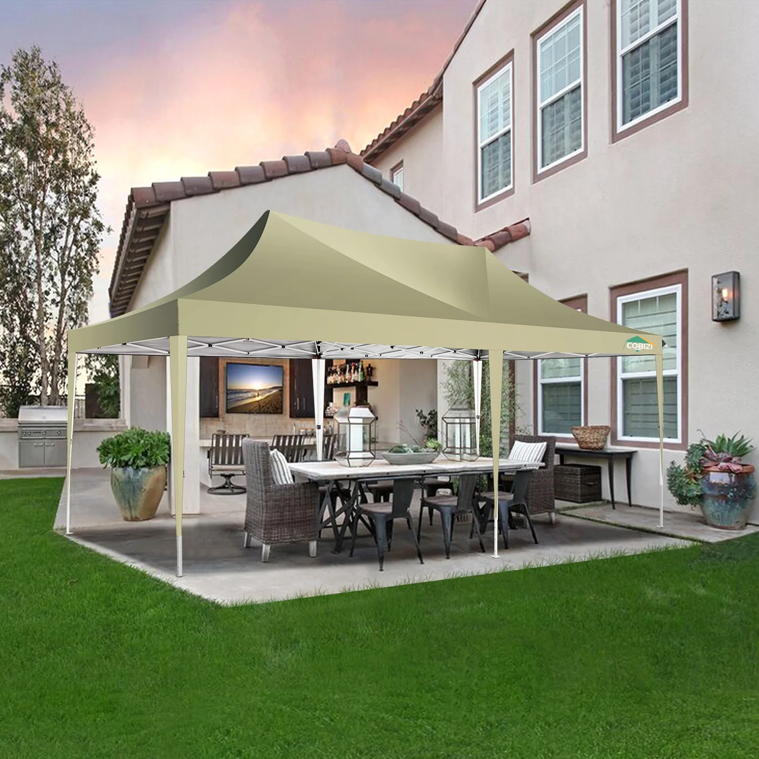 SANOPY 10' x 20' Outdoor Canopy Tent EZ Pop up Canopy Party Tent Outdoor Event Instant Tent Gazebo with 6 Removable Sidewalls & Carry Bag for Camping Wedding Picnic(Blue) - Womvr