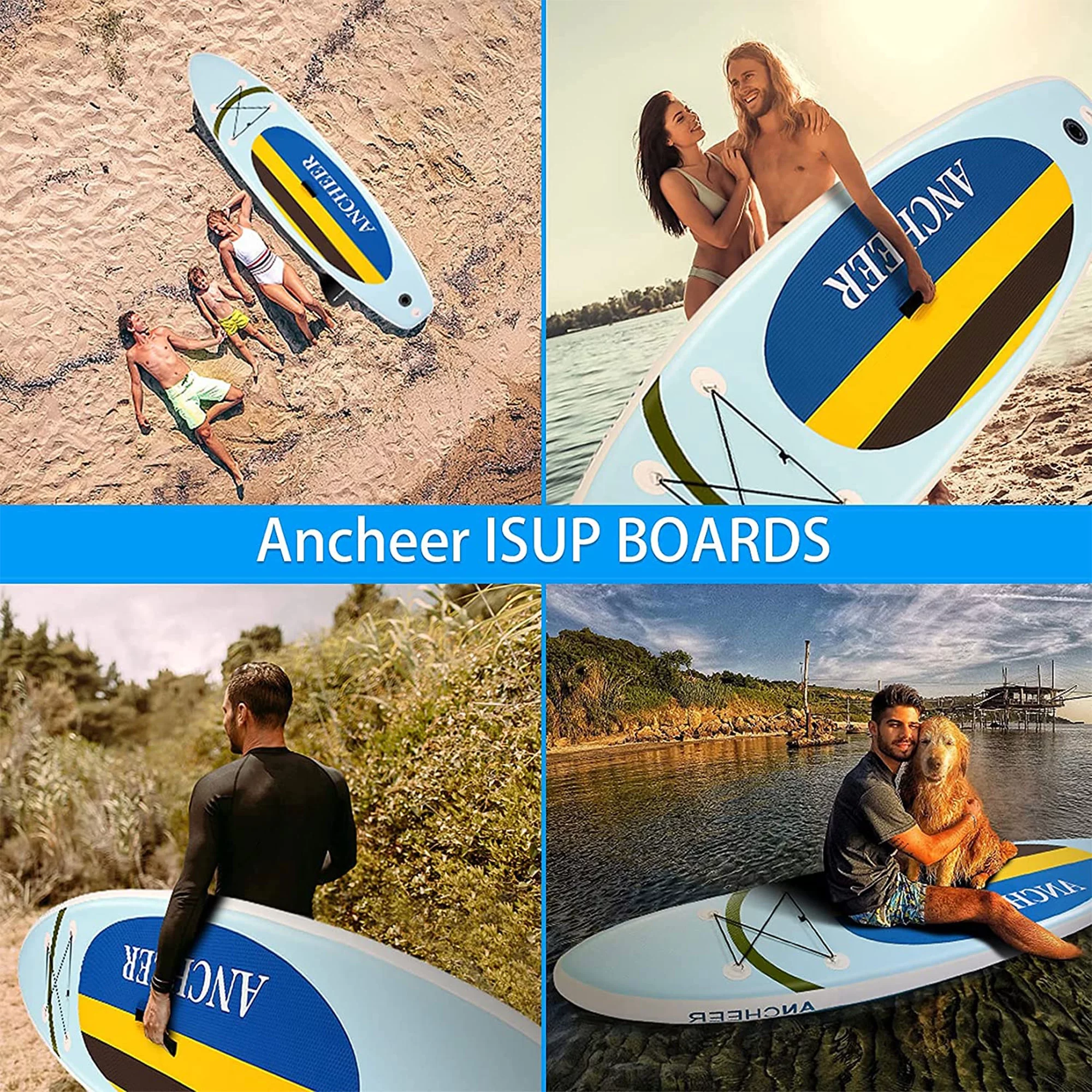Ancheer Inflatable Stand Up Paddle Board with Accessories and Bag, Yellow - Womvr