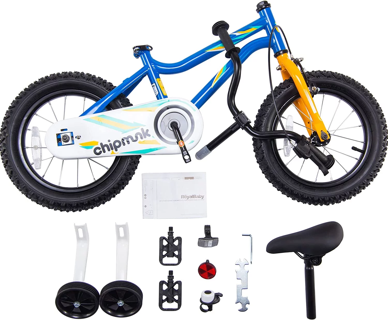 RoyalBaby Chipmunk Kids Bike Boys Girls 16 Inch Bicycle with Training Wheels and Kickstand Red - Womvr