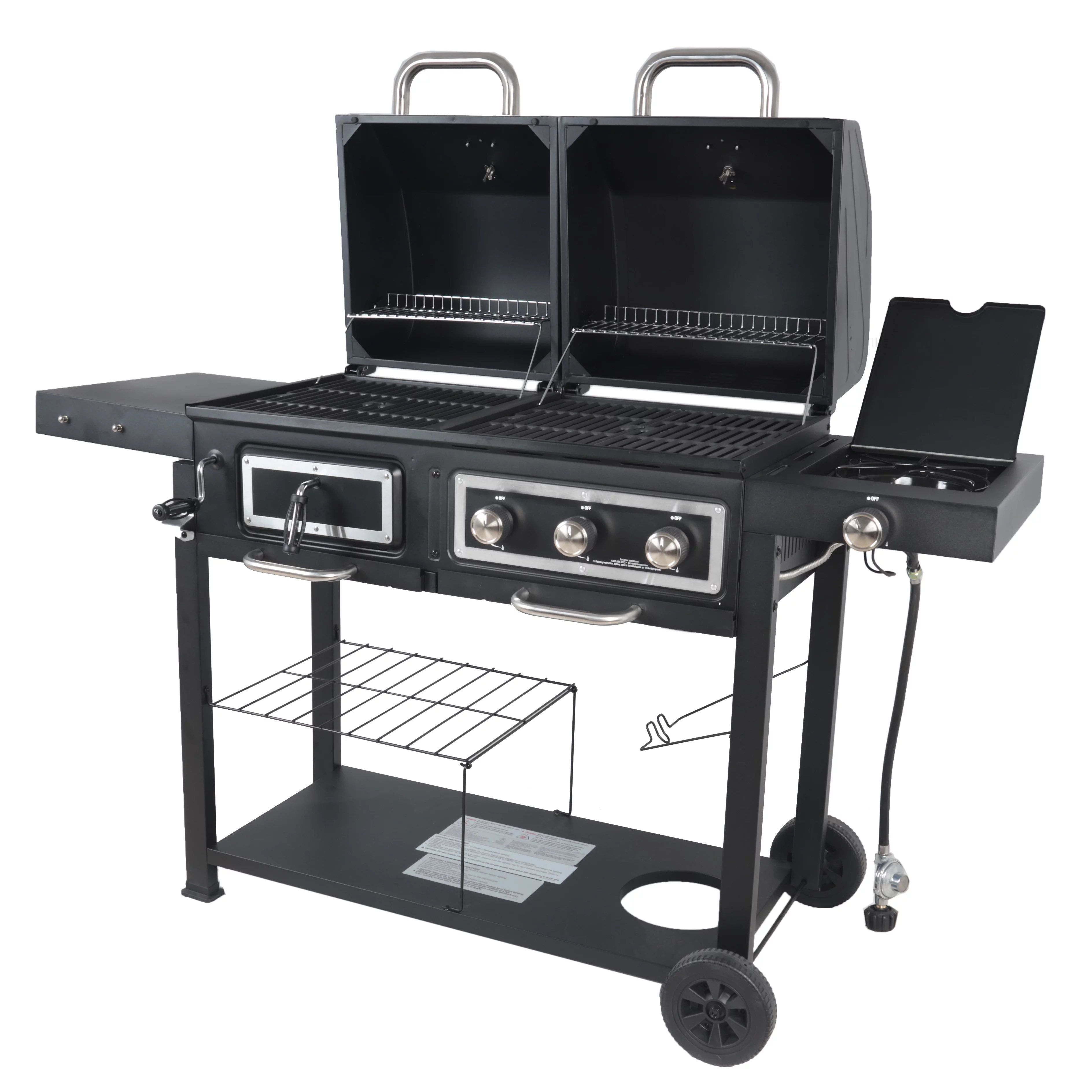 RevoAce Dual Fuel Gas & Charcoal Combo Grill, Black with Stainless - Womvr