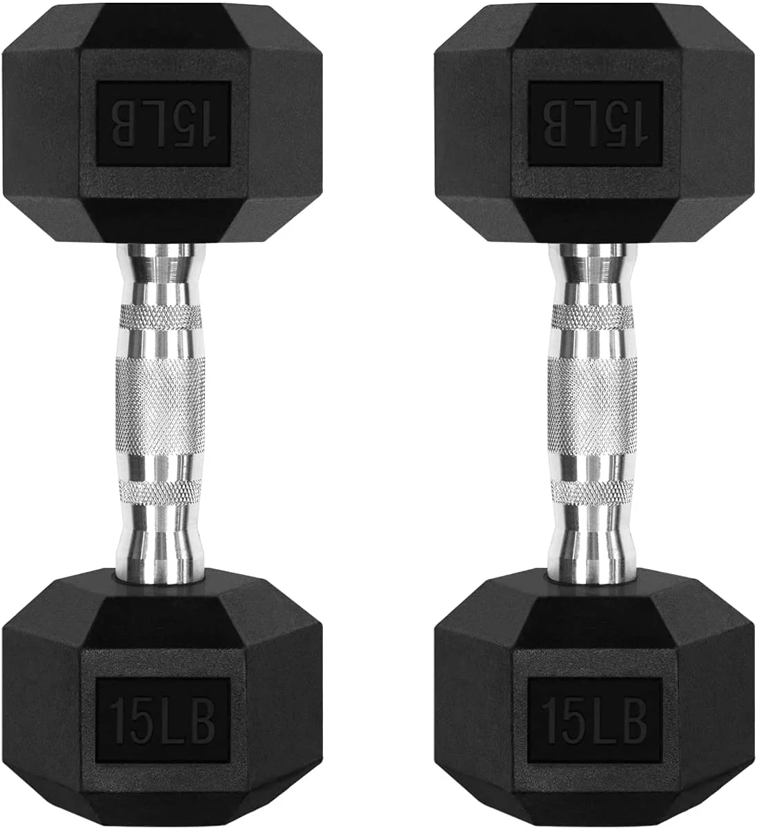 RitFit Rubber Hex Dumbbell Weight 5-60 Lbs. with Metal Handle for Strength Training, Full Body Functional Workouts - Womvr