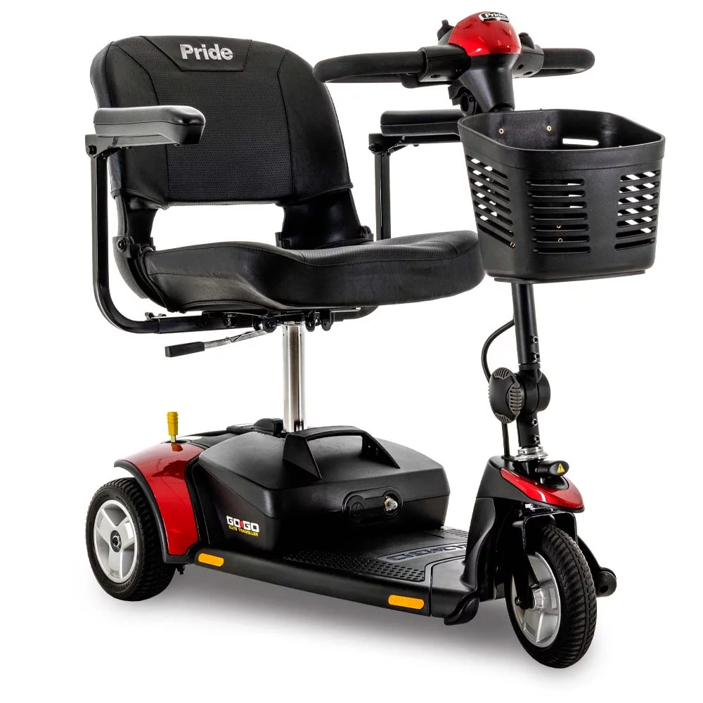 Pride Mobility Go-Go Elite Traveller 3-Wheel SC40E w/ 18 AH Mobility Scooter, Red - Womvr