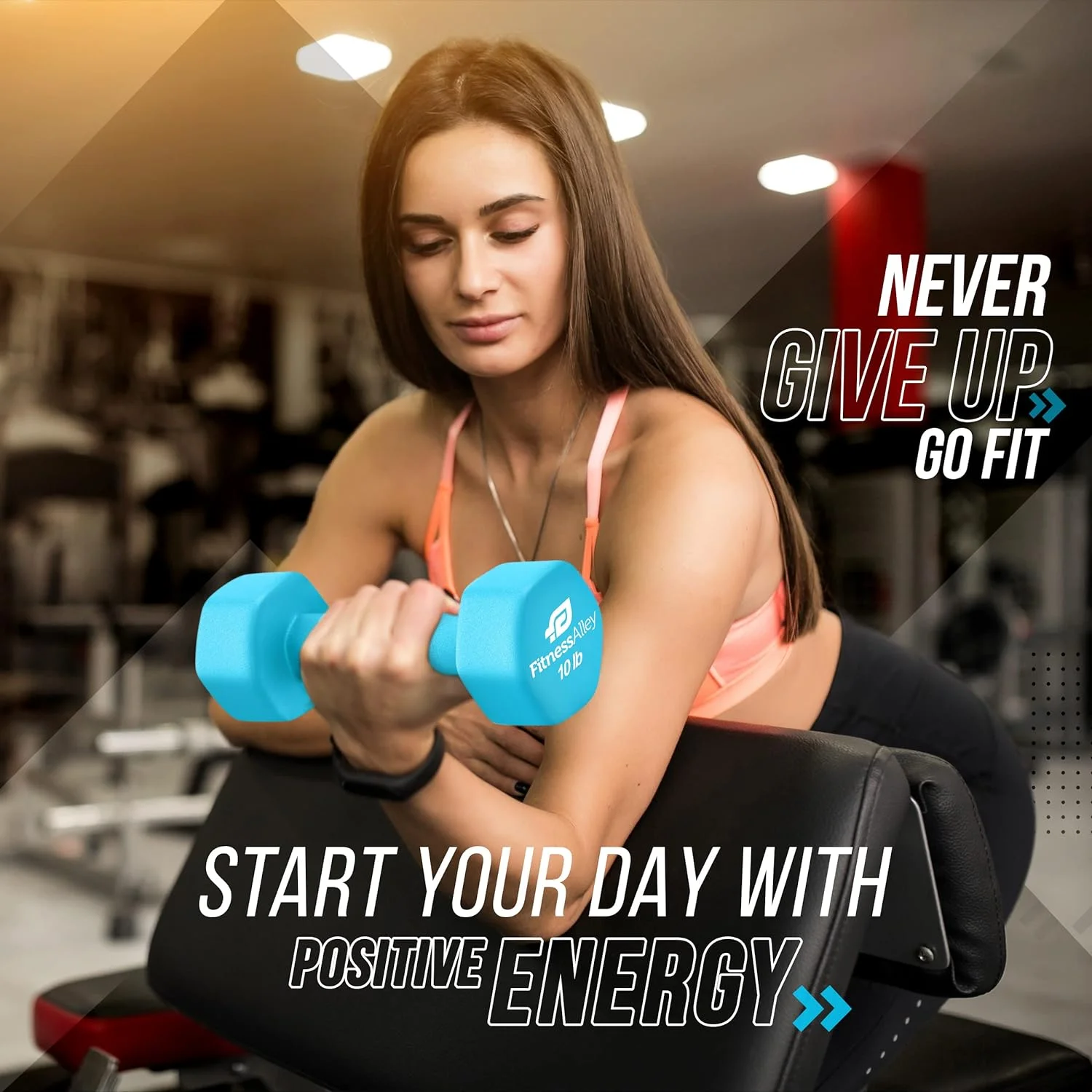 Fitness Alley Neoprene Coated Workout Dumbbells set of 2 �C Anti Roll, Non Slip with Smooth Grip Fitness & Exercise Dumbbells �C Hexagon Shaped Hand Weights (17.5 Pounds) - Womvr