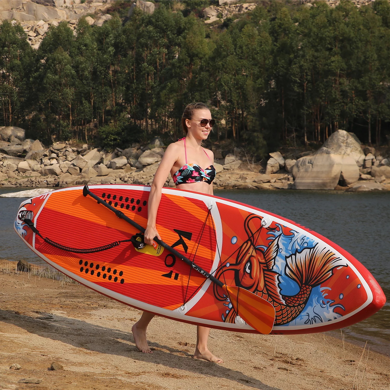 FEATH-R-LITE Inflatable Stand Up Paddle Board, SUP Paddle Board 11'6''x30''x6'' (LxWxH), Stand Up With Complete Kit Backpack Pump Paddle, Unisex Version - Womvr